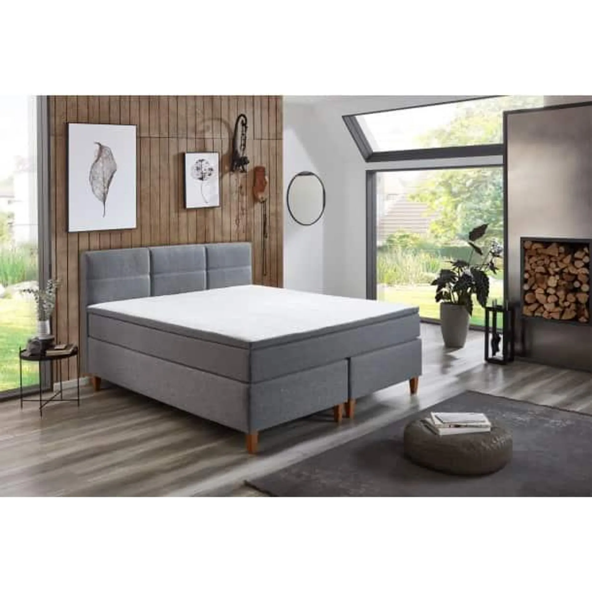 Boxspringbett Ardi 180x110x213 cm Grau