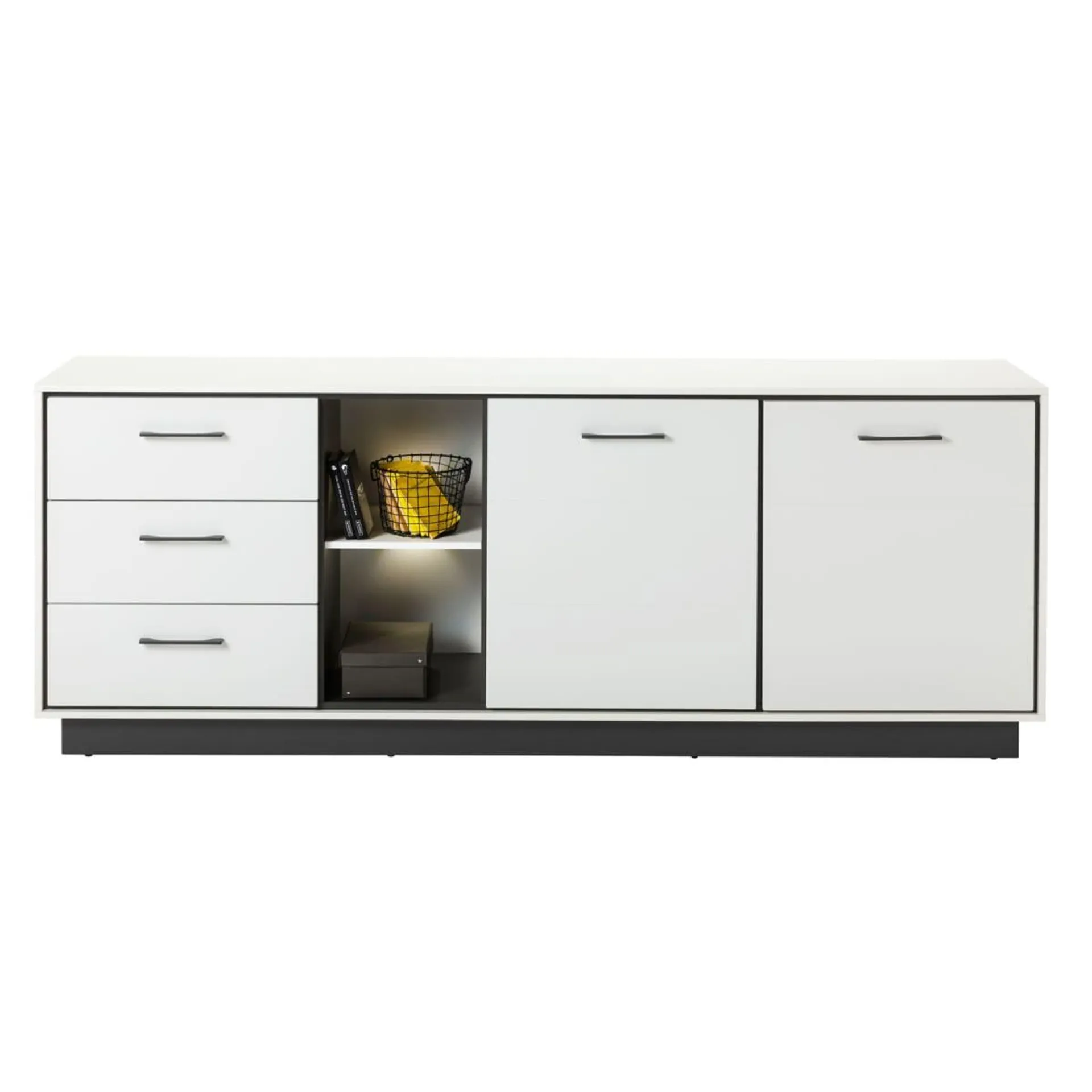 LIV'IN Sideboard LOREDO 215 x 83 cm weiß/ schwarz