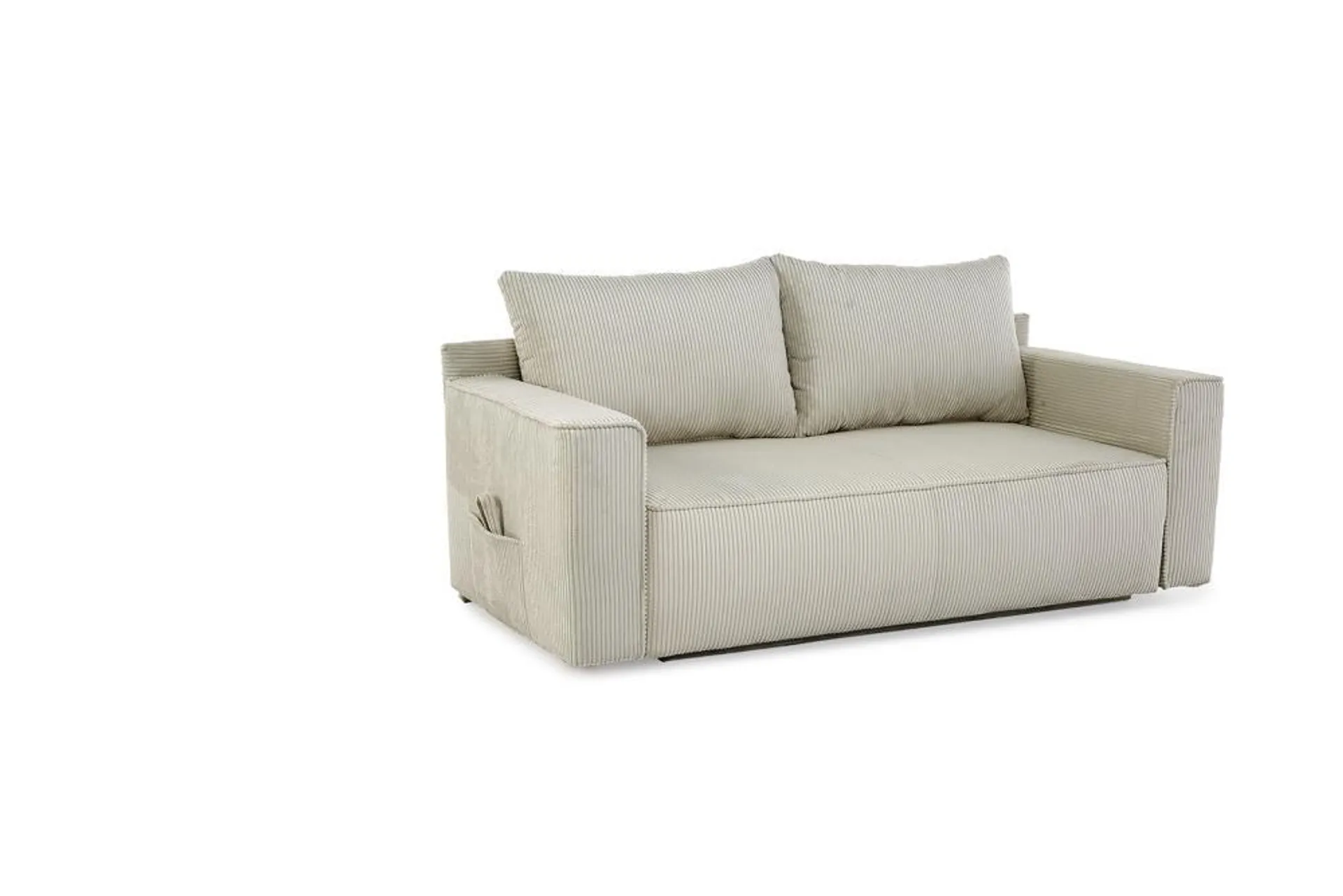 kleines Schlafsofa mit Bettkasten Cord Beige 188 cm breit RON