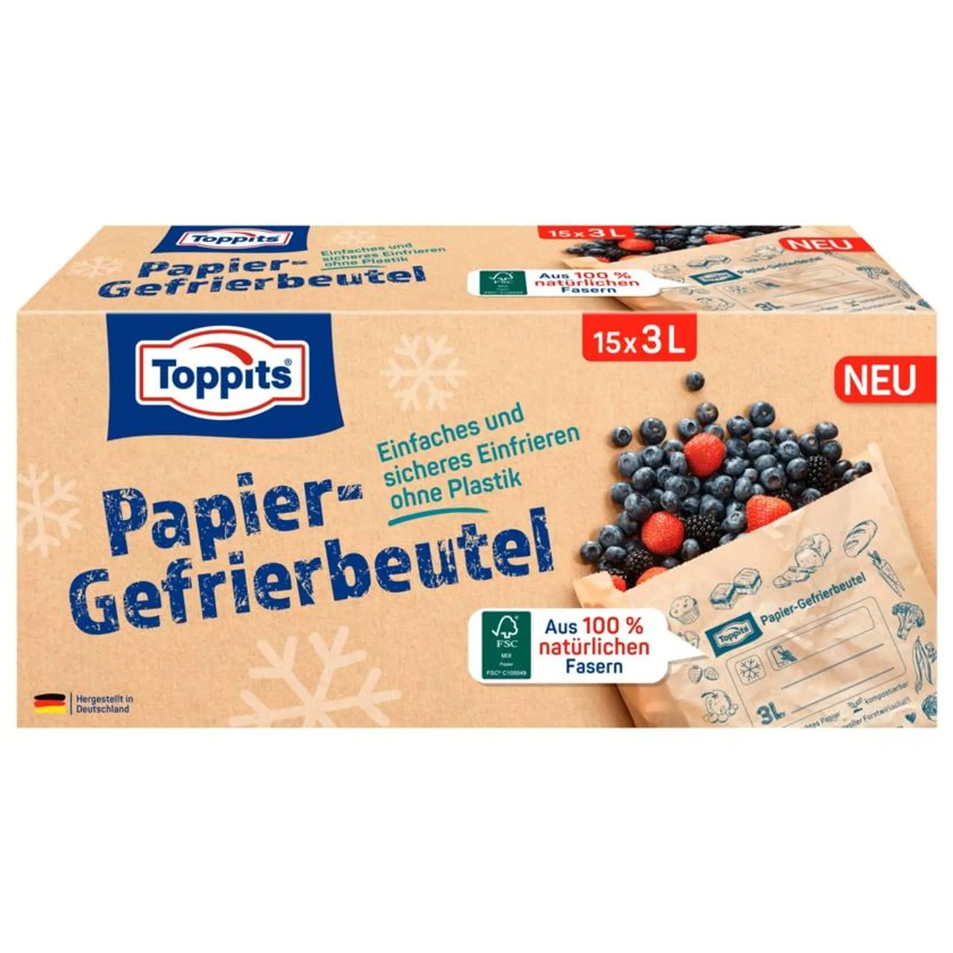 Toppits Papier-Gefrierbeutel 3l 15 Stück