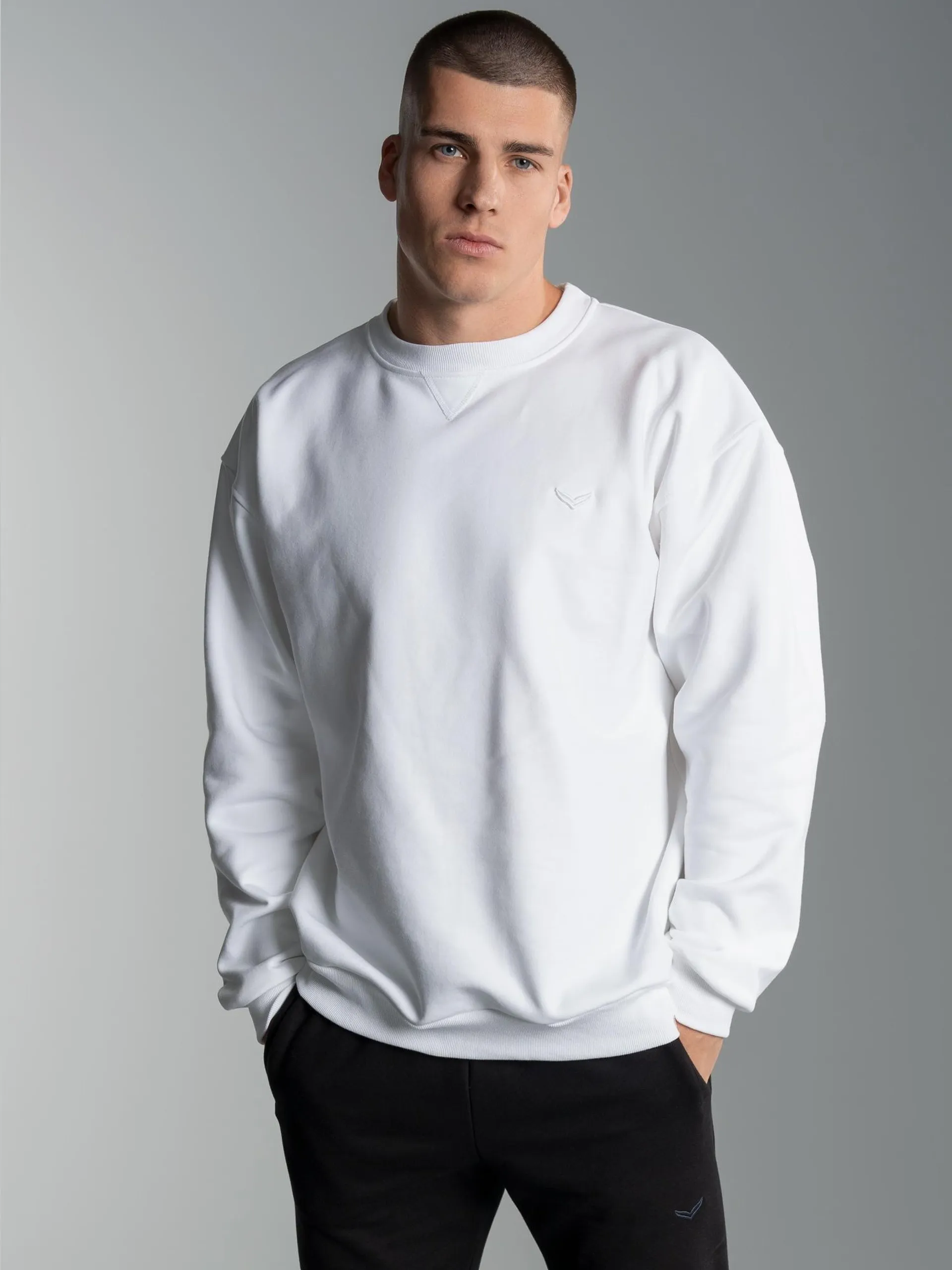 Basic Sweatshirt mit weicher Innenseite Weiss