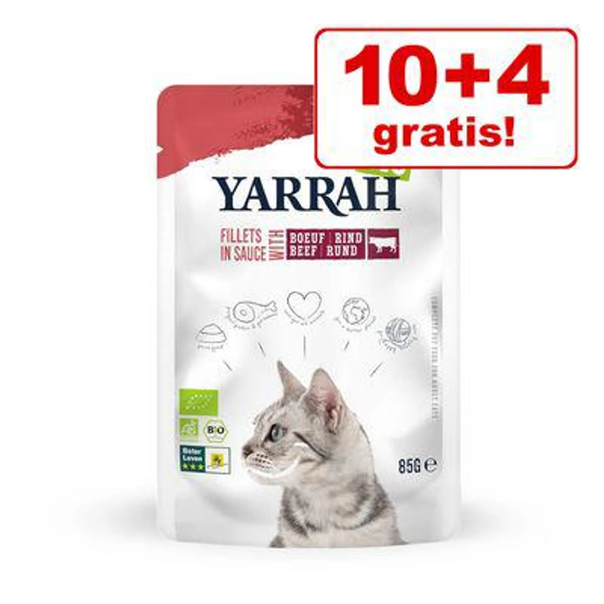 10 + 4 gratis! 14 x 85 g Yarrah Bio Filets in Soße