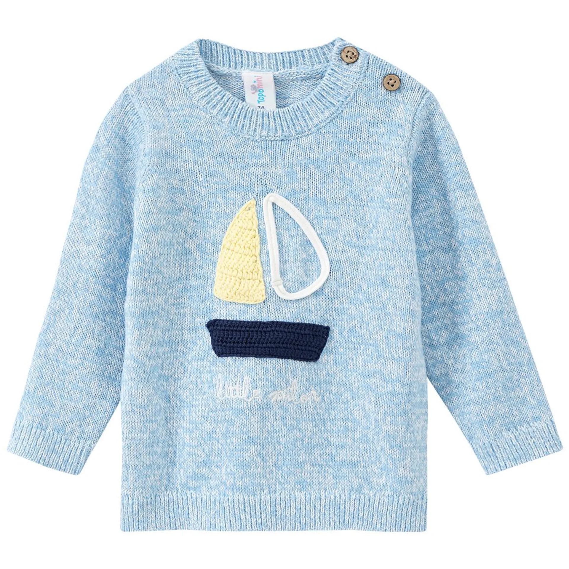 Baby Strickpullover mit Segelboot-Applikation