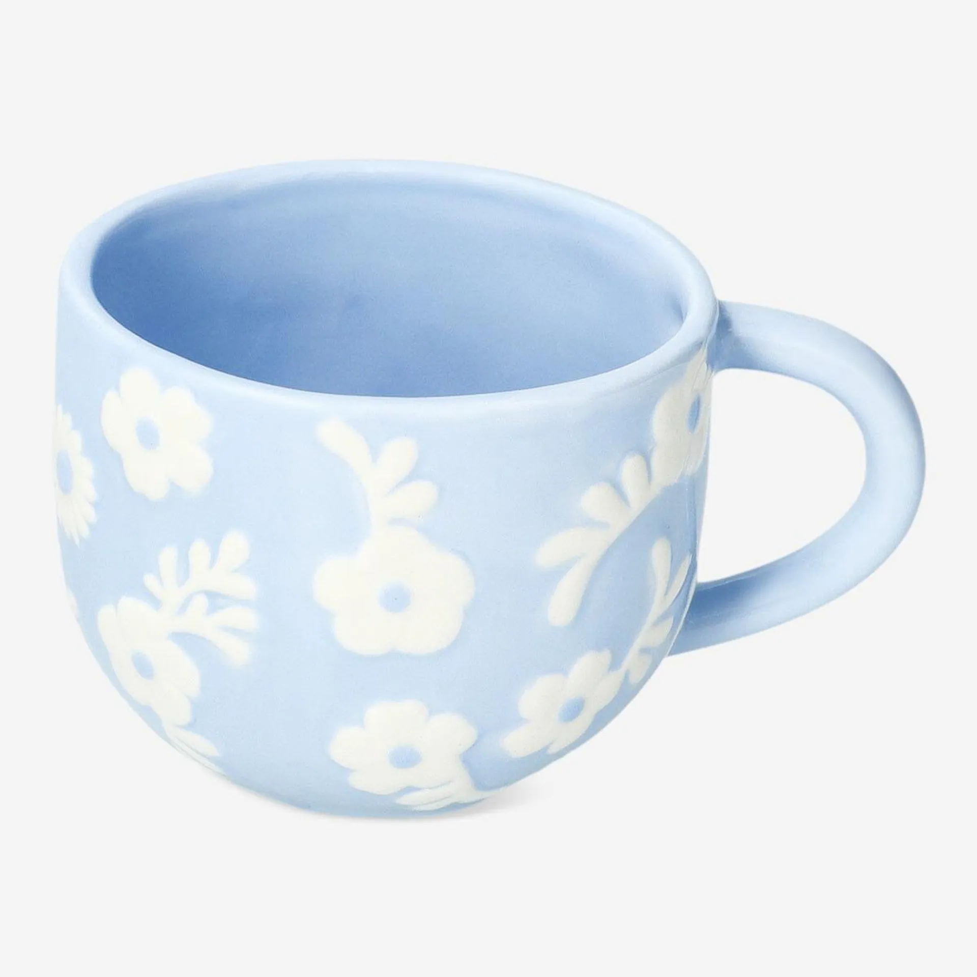 Blue mug with white flowers - 400 ml