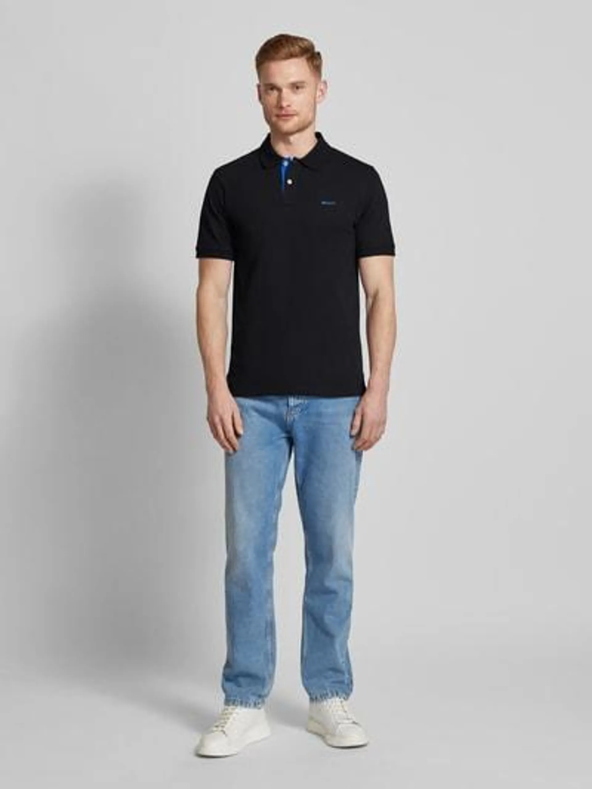 Regular Fit Poloshirt mit Label-Stitching in black