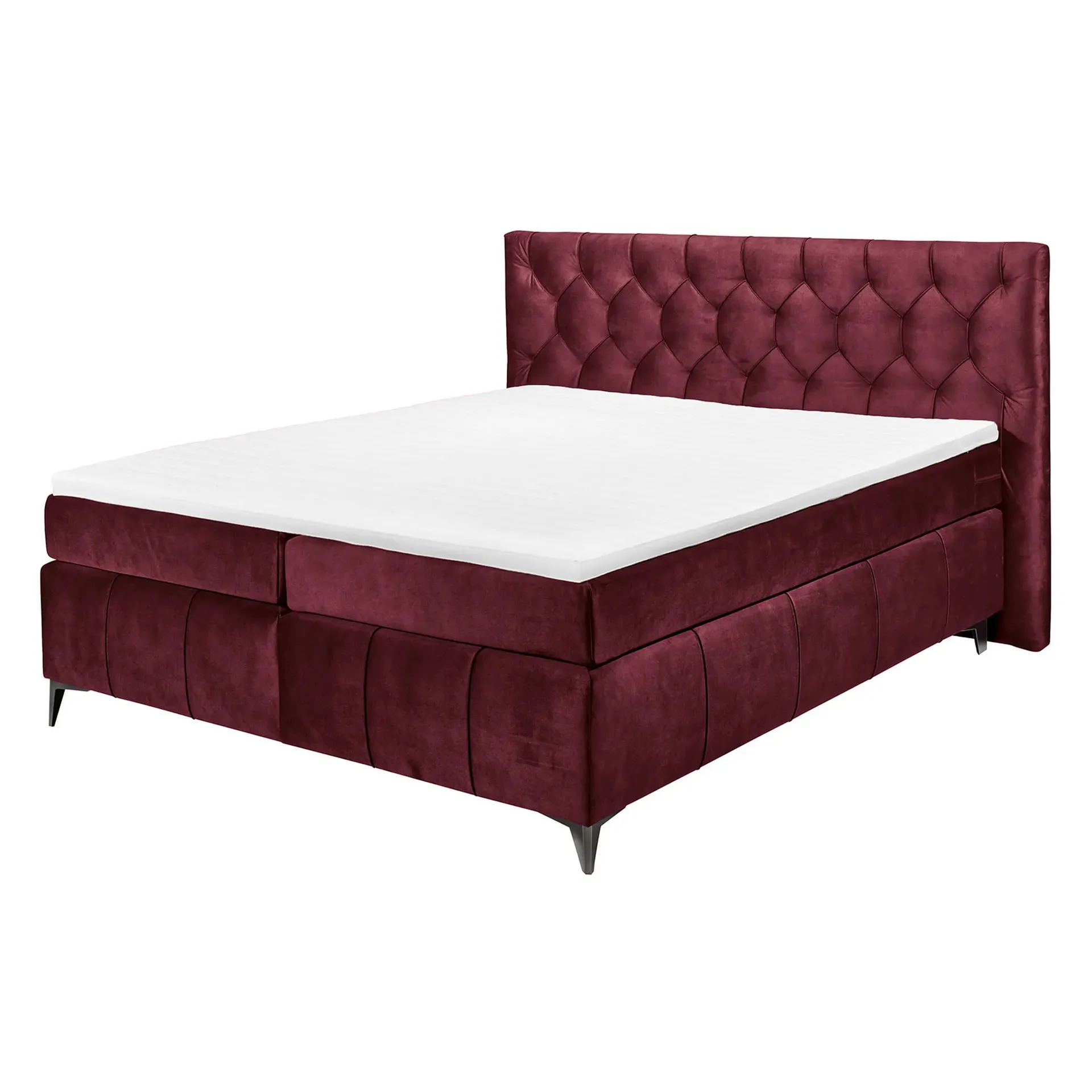 Boxspringbett - burgund - Tonnentaschenfederkern - H2 - 180x200 cm