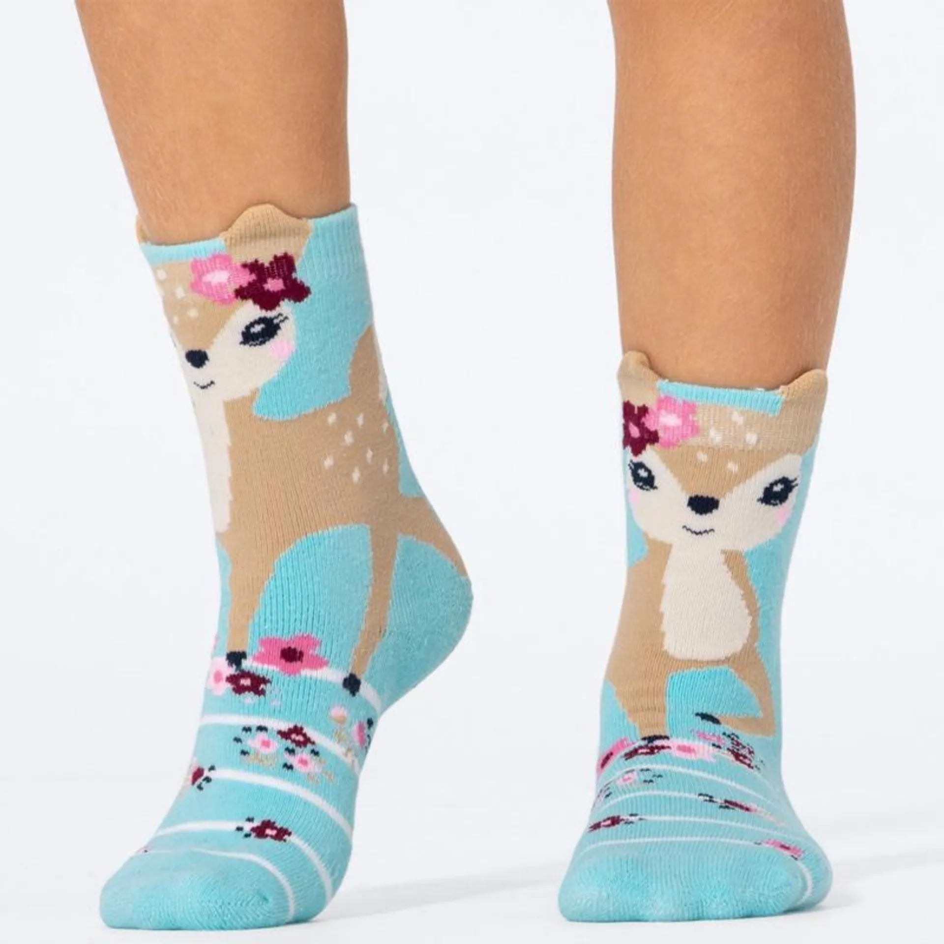 Kinder-Mädchen-Thermosocken mit Tieren, 2er-Pack