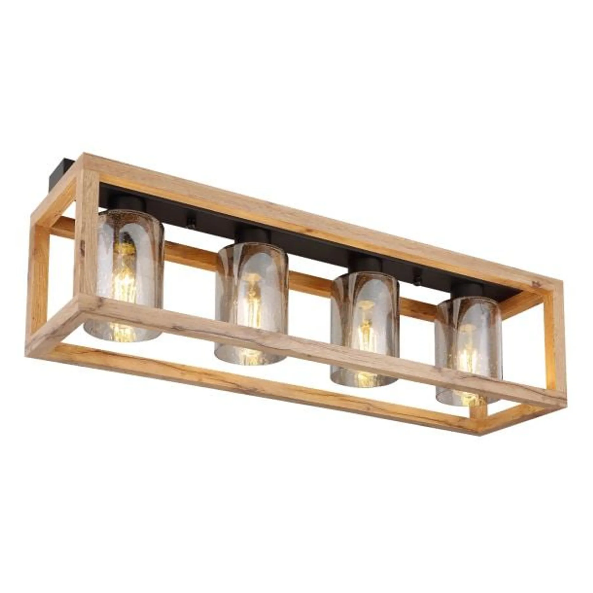 PETTEY Deckenlampe schwarz 15497-4D, B/H/T: 74,5 x 22,5 x 20 cm, Glas, Metall