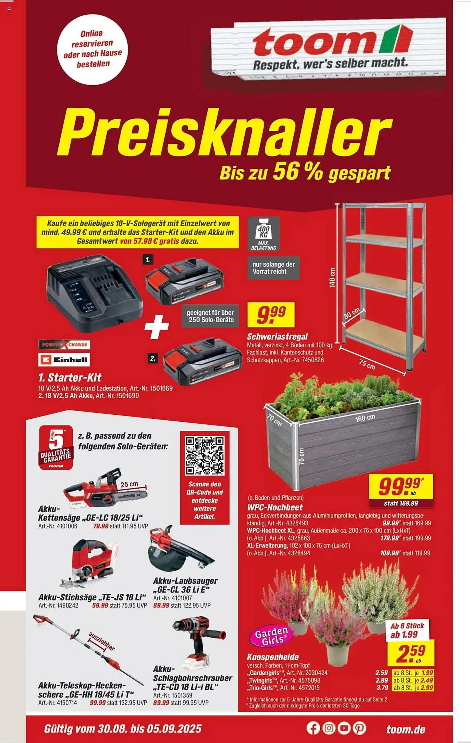toom Baumarkt Prospekt von 30. August bis 5. September 2025 - Prospekt seite 1