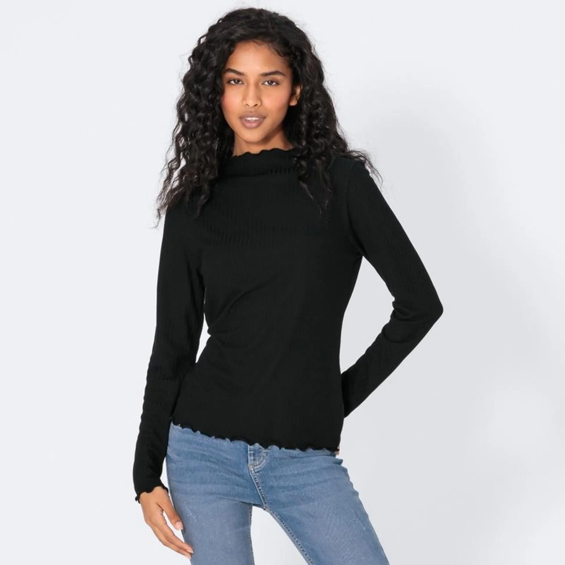 Damen-Langarmshirt mit offenen Kanten