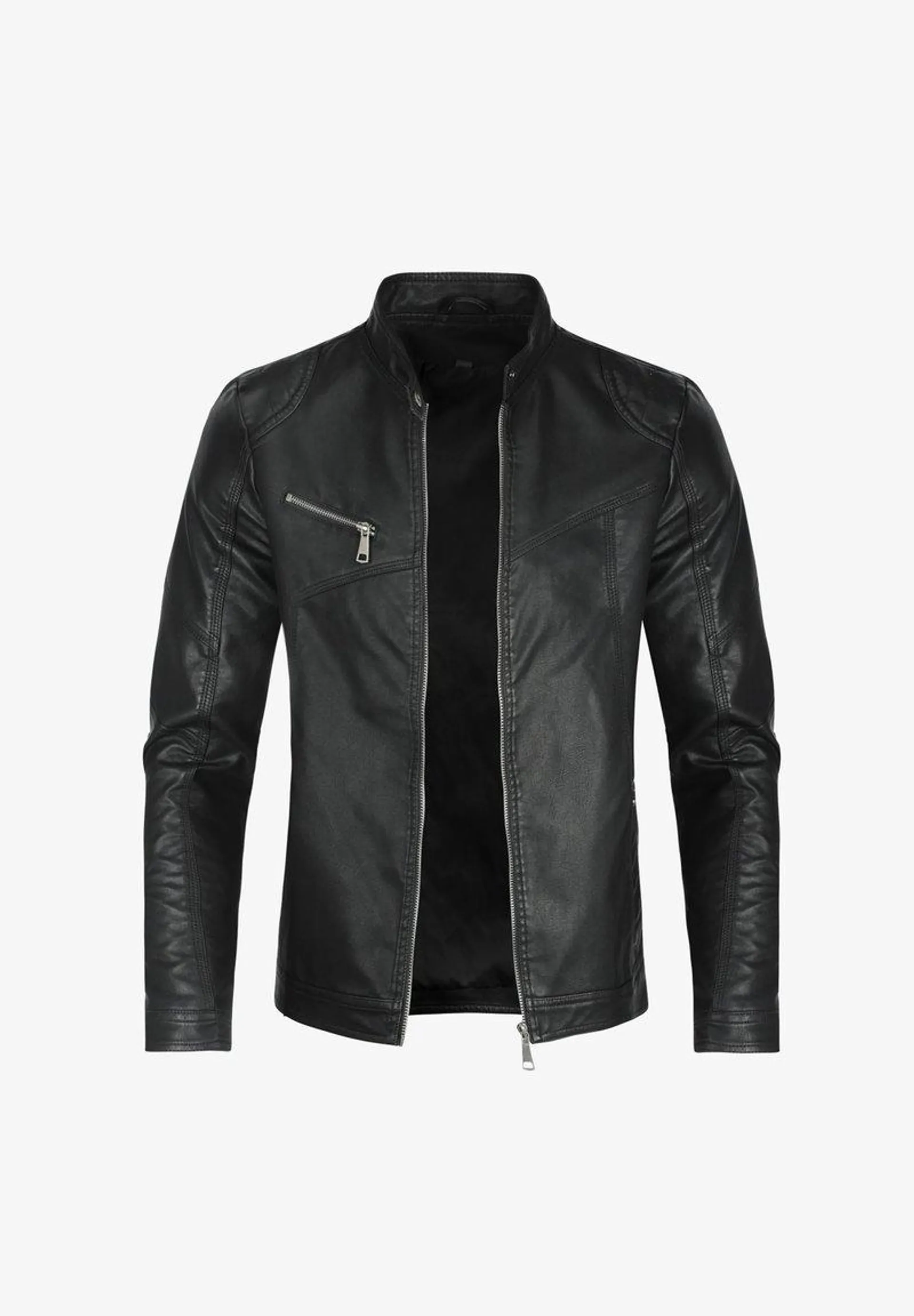 ZIPPER CASUAL - Faux leather jacket - black