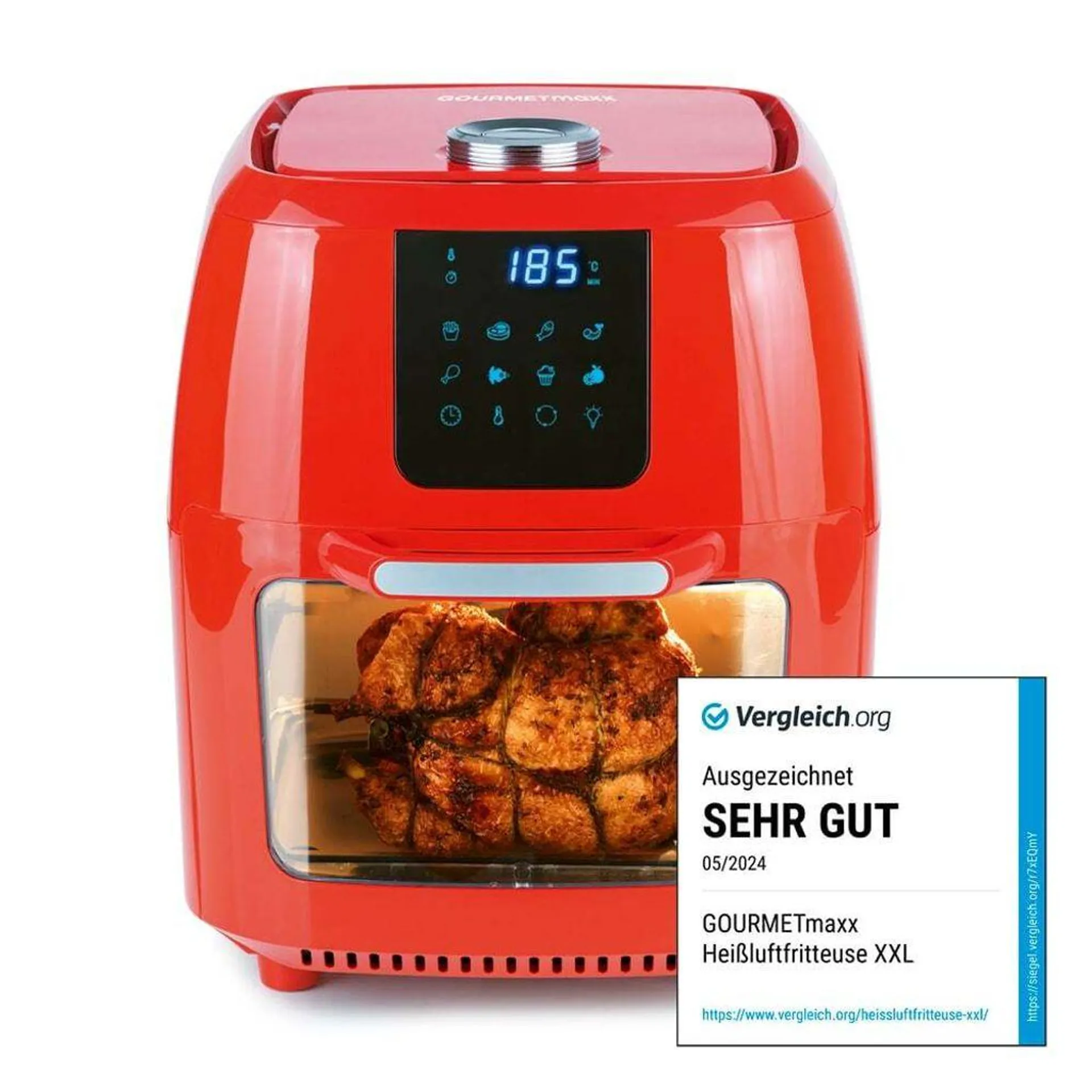 GOURMETmaxx Heißluft-Fritteuse Digital - 9in1 - 1800 Watt - rot