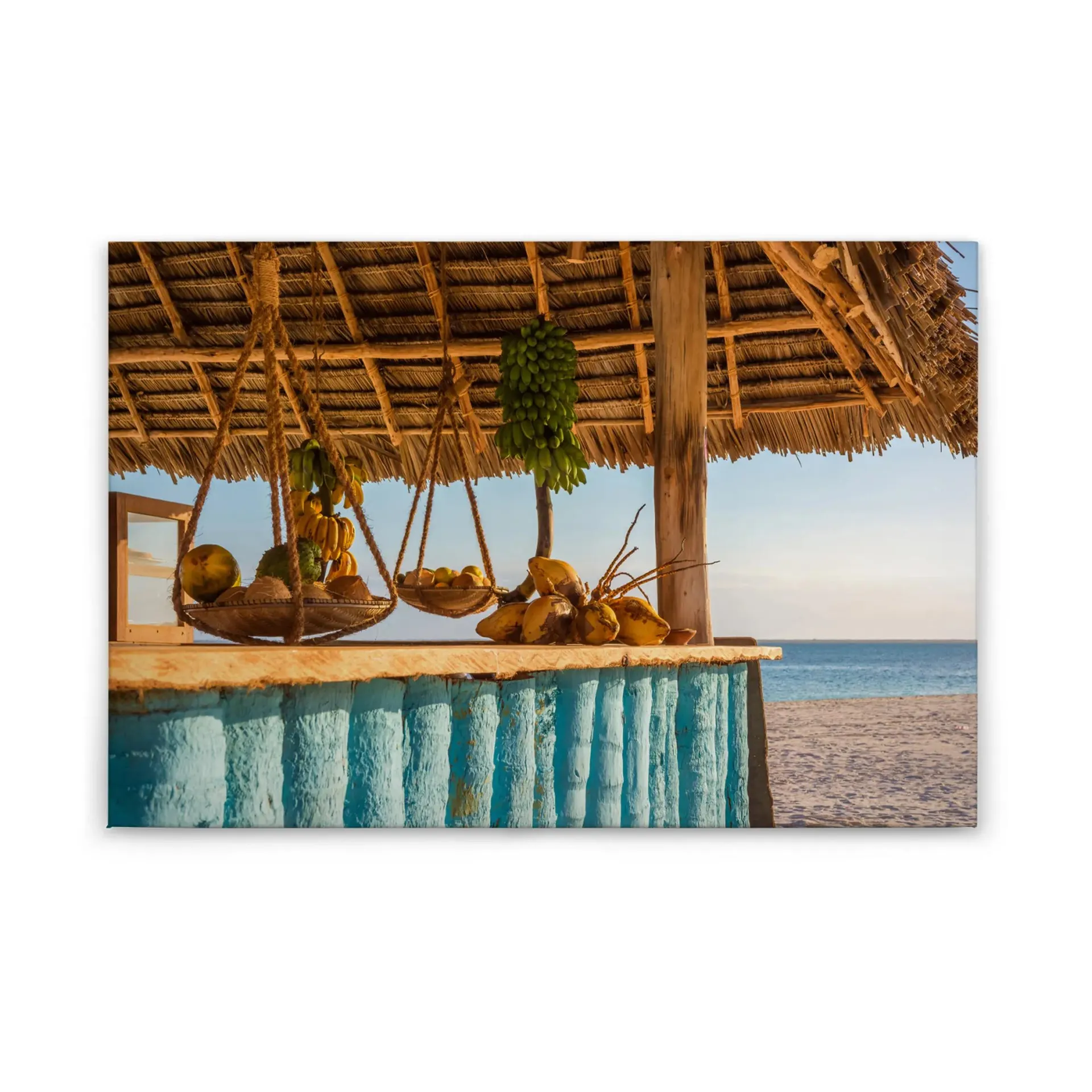 Leinwandbild BEACH BAR - türkis-beige - 90x60 cm