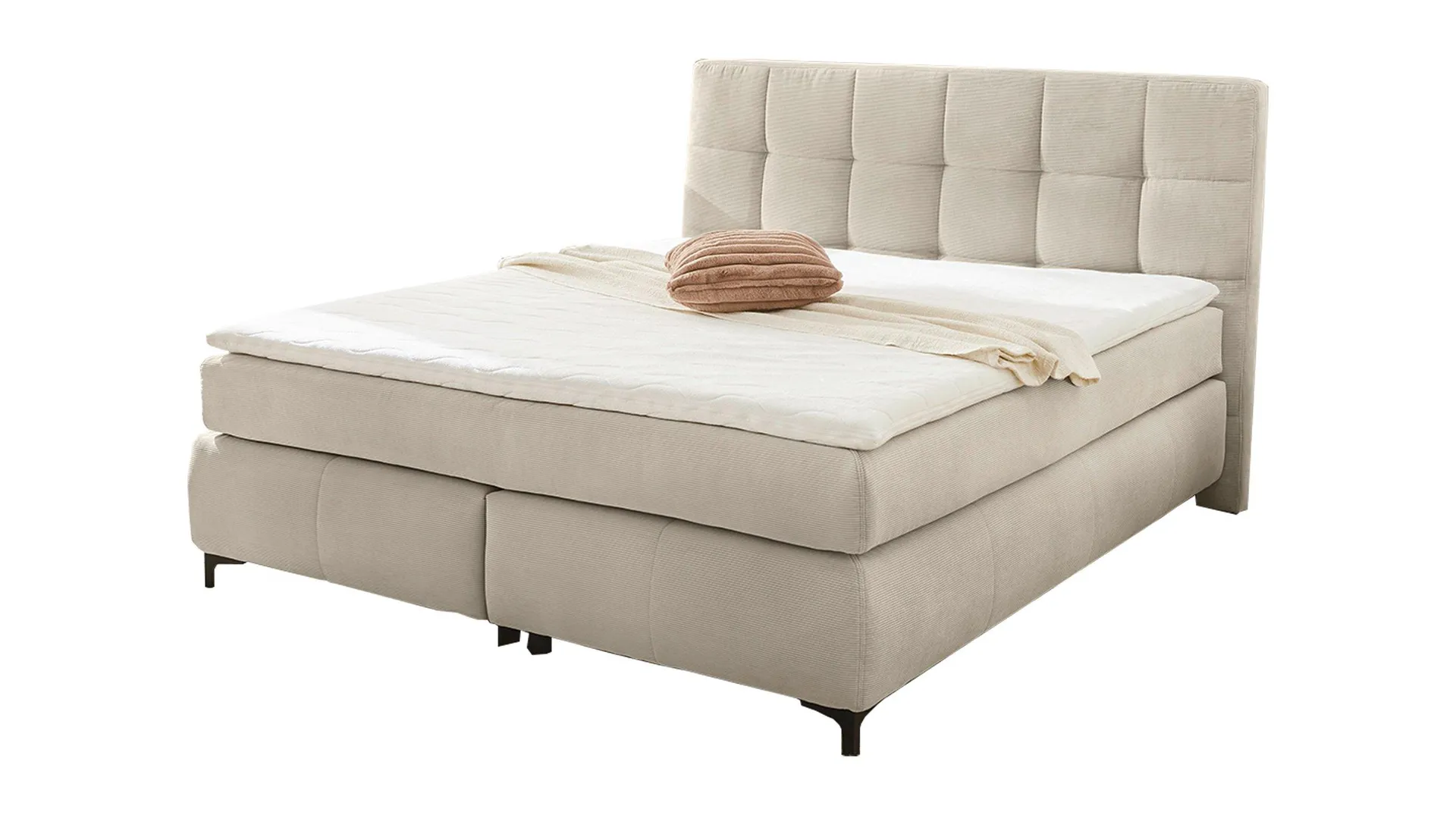 Boxspringbett 180 x 200 cm beige Feincord - BEATRICE