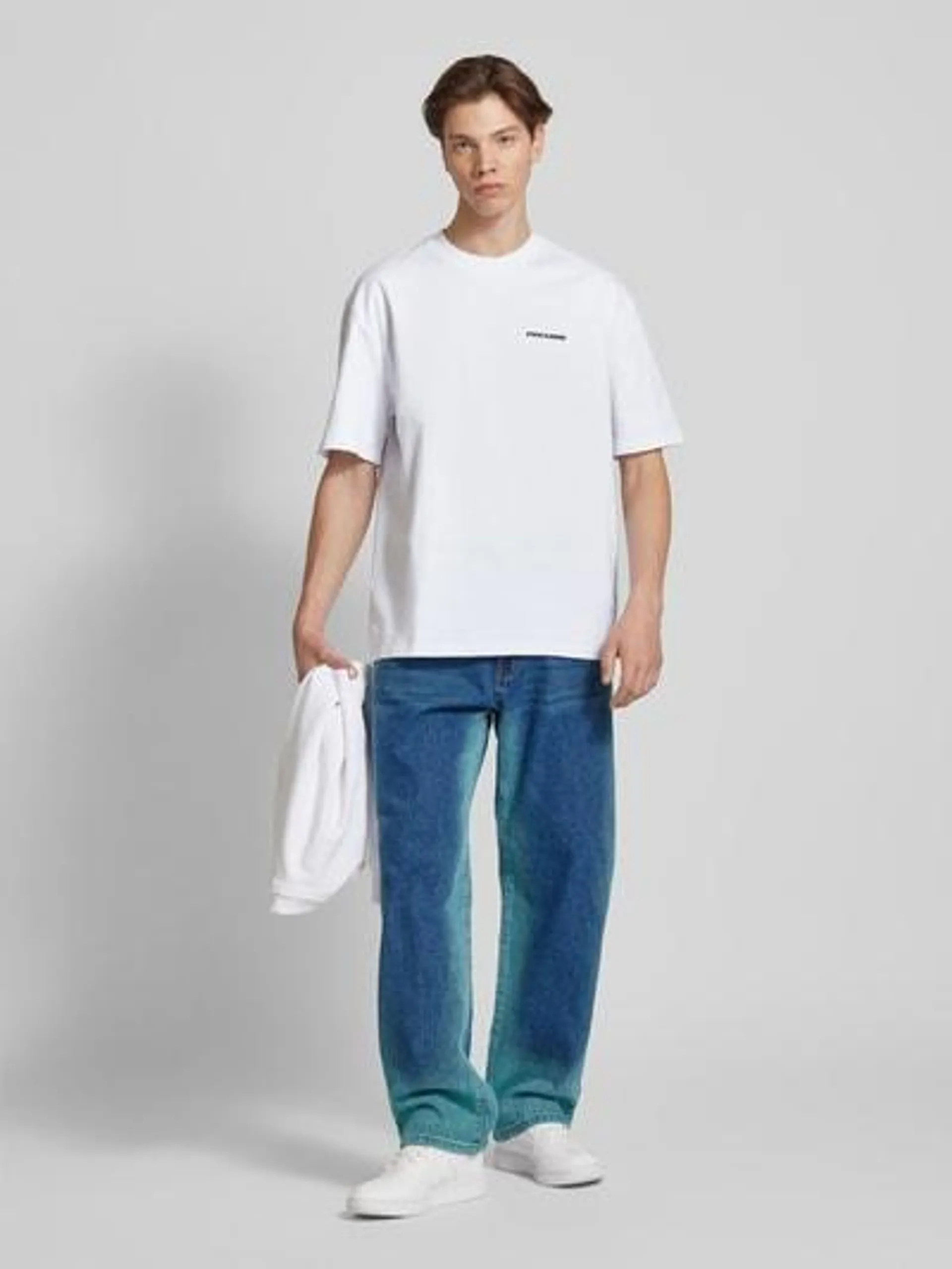 Oversized T-Shirt mit Logo in weiss