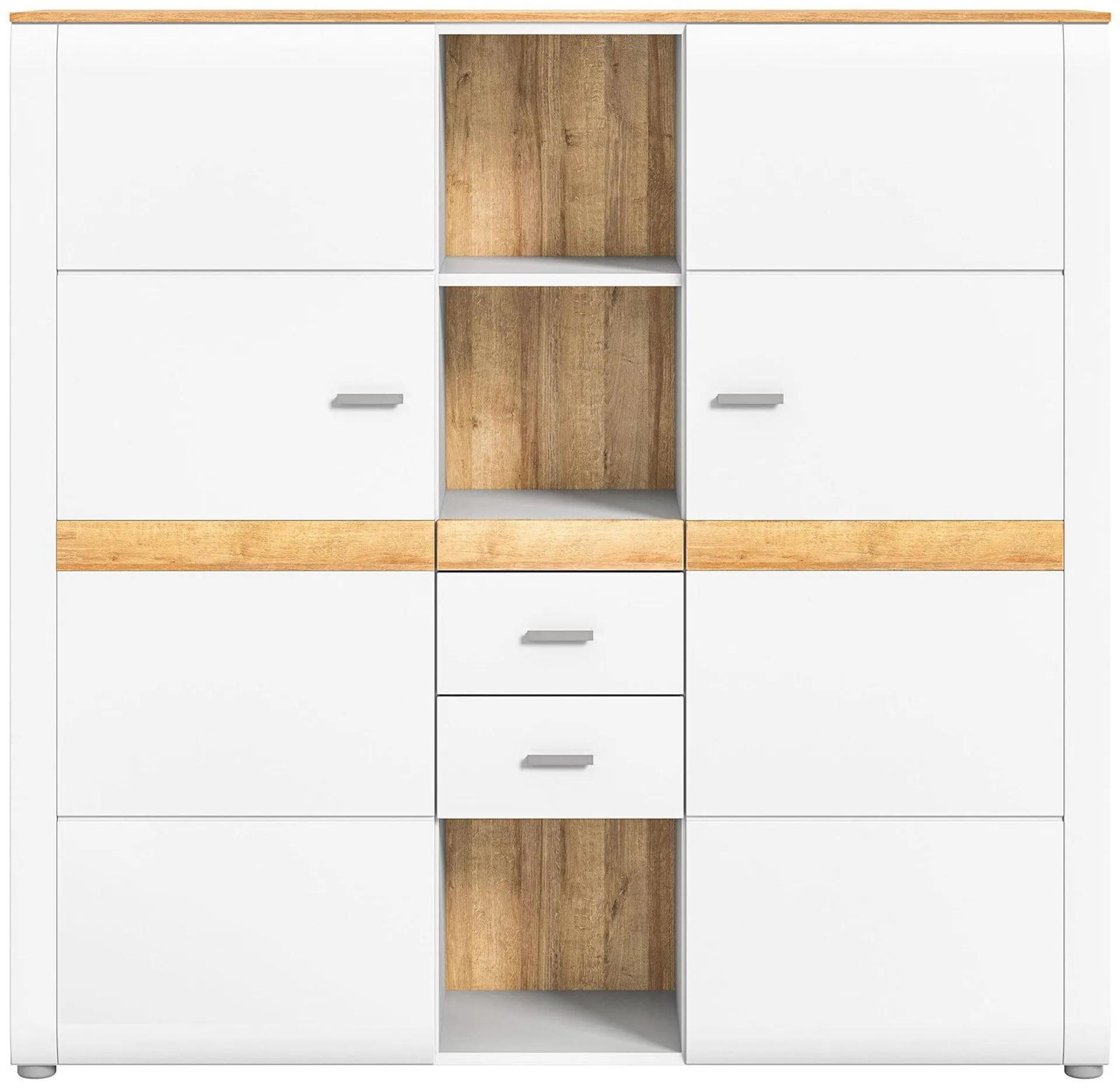 Highboard Ashton Ashgray matt/Eiche Riviera-Holzoptik 142x138x37 cm