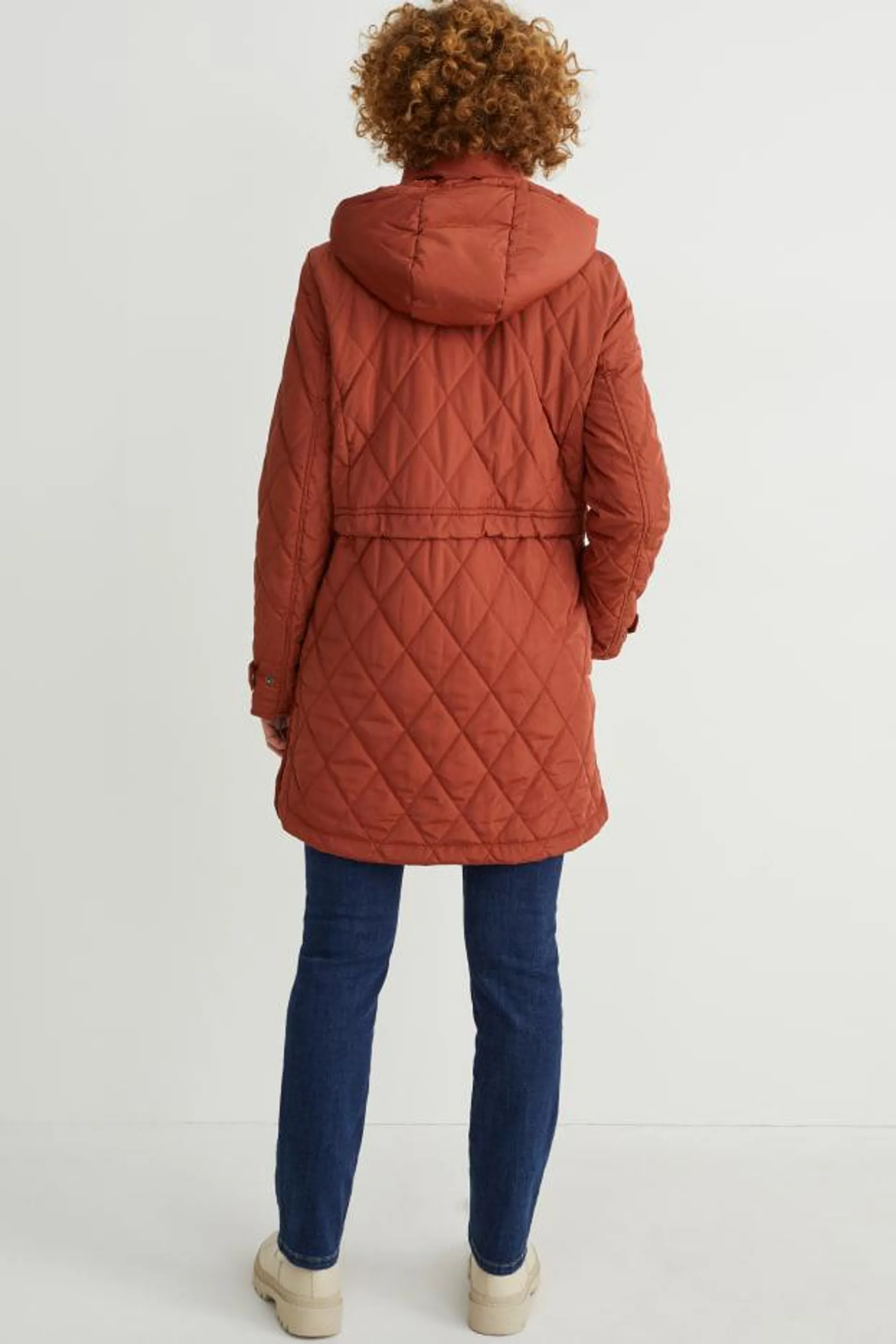 Quilted coat with hood