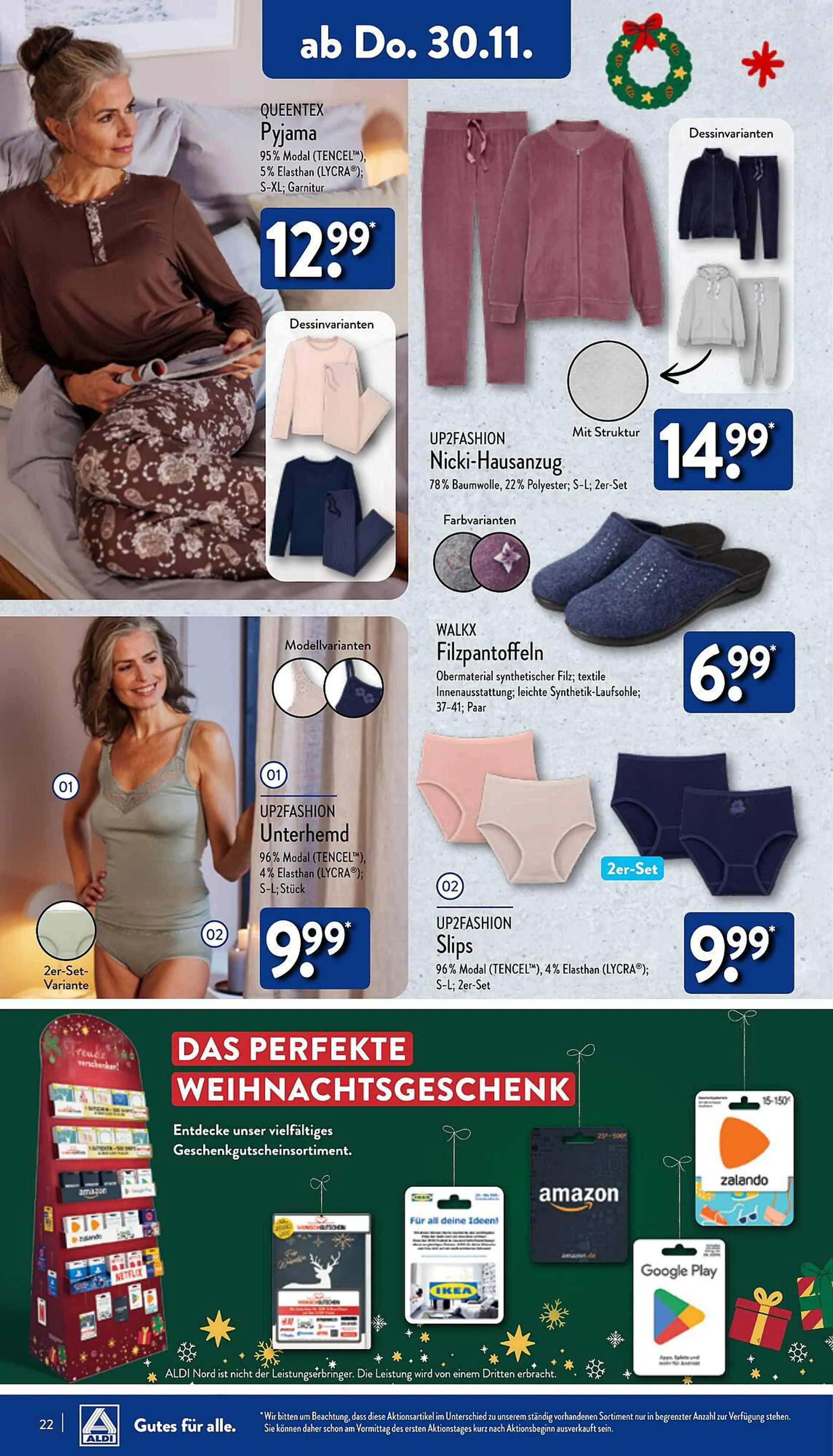 Aldi Nord Prospekt von 27. November bis 2. Dezember 2023 - Prospekt seite 22