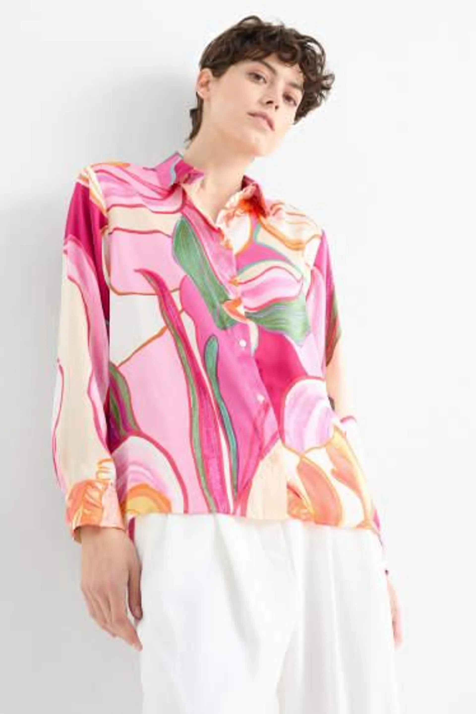 Satin blouse - patterned