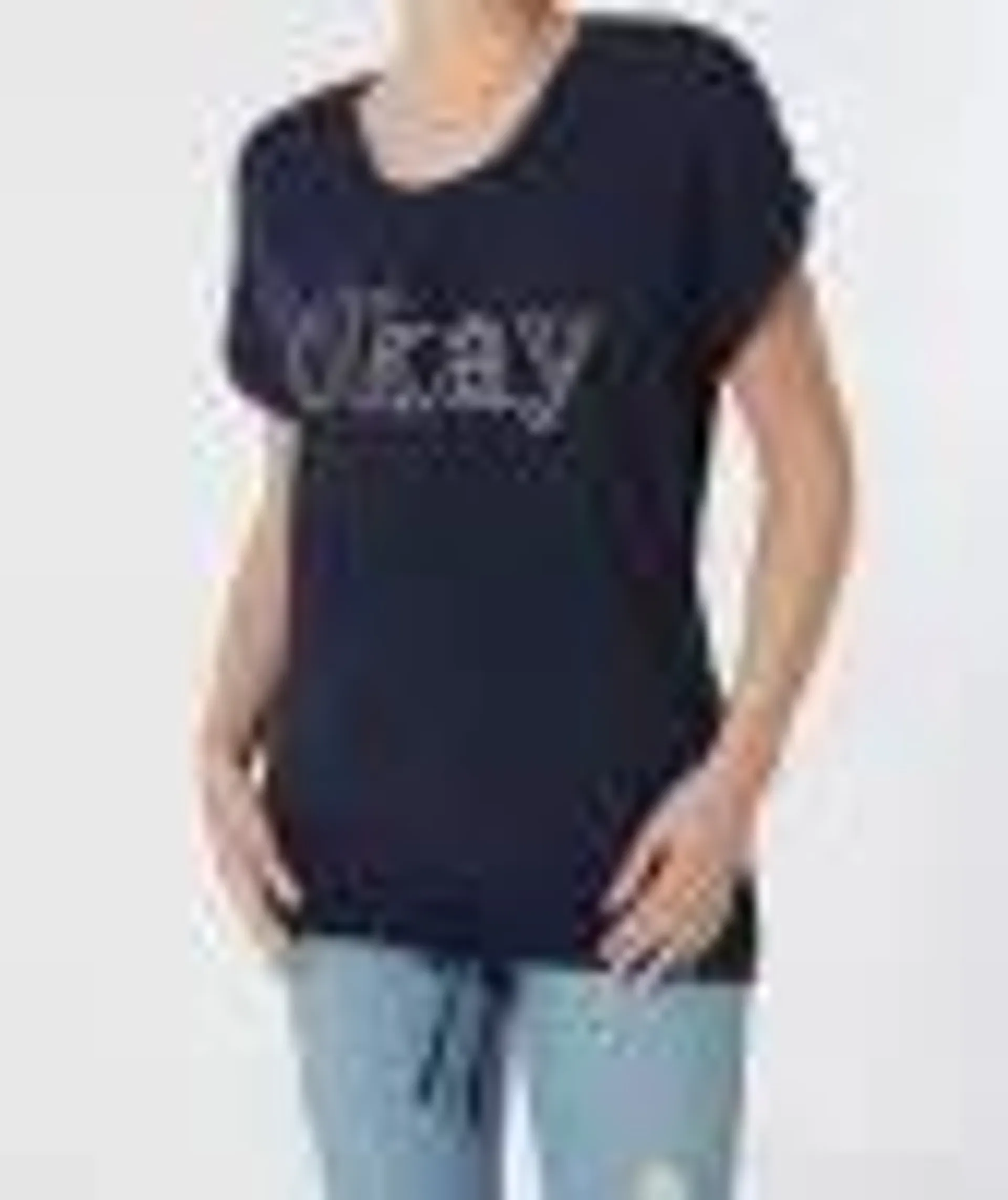 T-Shirt mit Schriftzug Janina, Tunnelzug am Saum