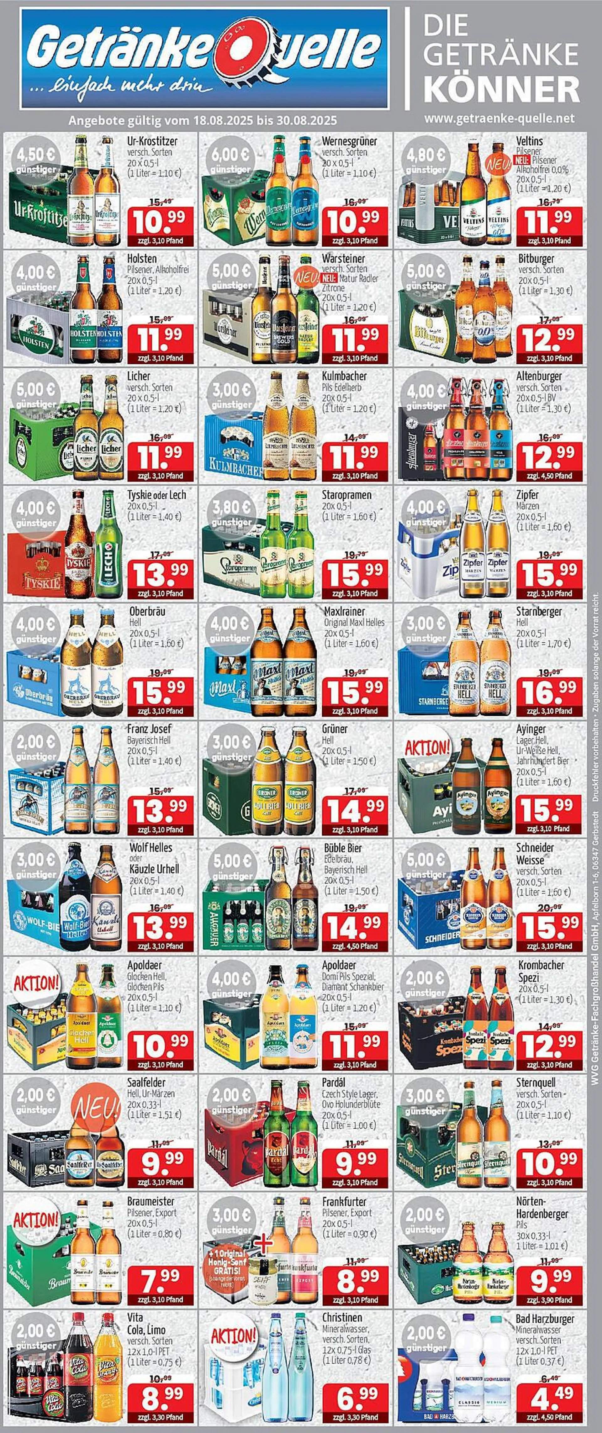 Getränke Quelle Prospekt von 17. August bis 30. August 2025 - Prospekt seite 1