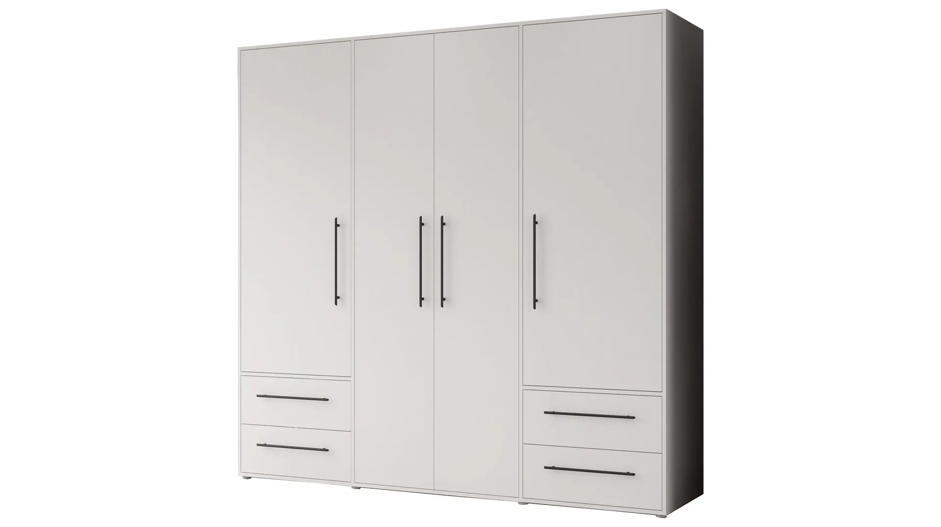 Kleiderschrank weiß 206 cm 4-türig - MOKKARIS