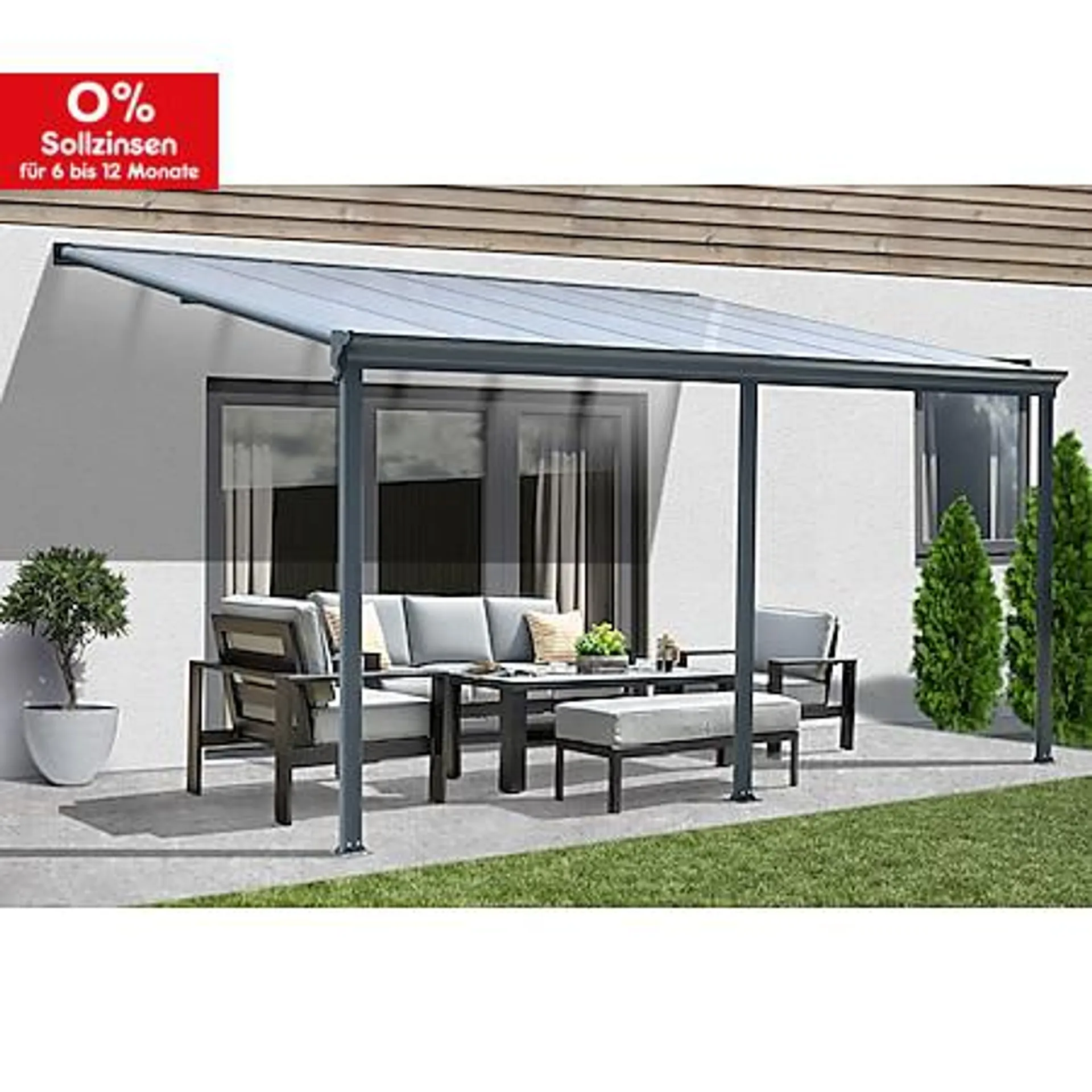 HOME DELUXE Terrassenüberdachung SOLIS - 312 x 303 x 226 / 278 cm Grau