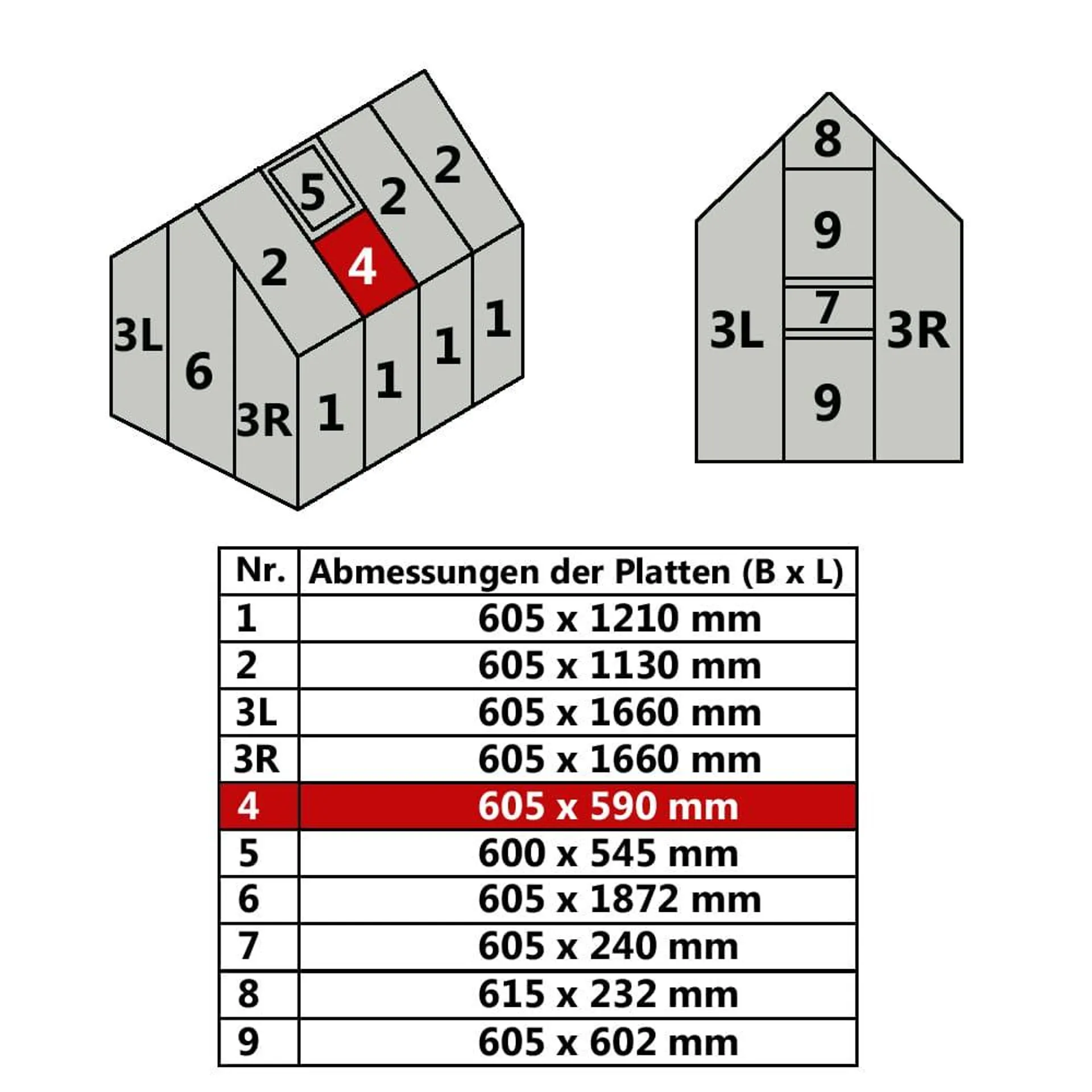 Hohlkammerstegplatte #4 60,5 x 59 cm