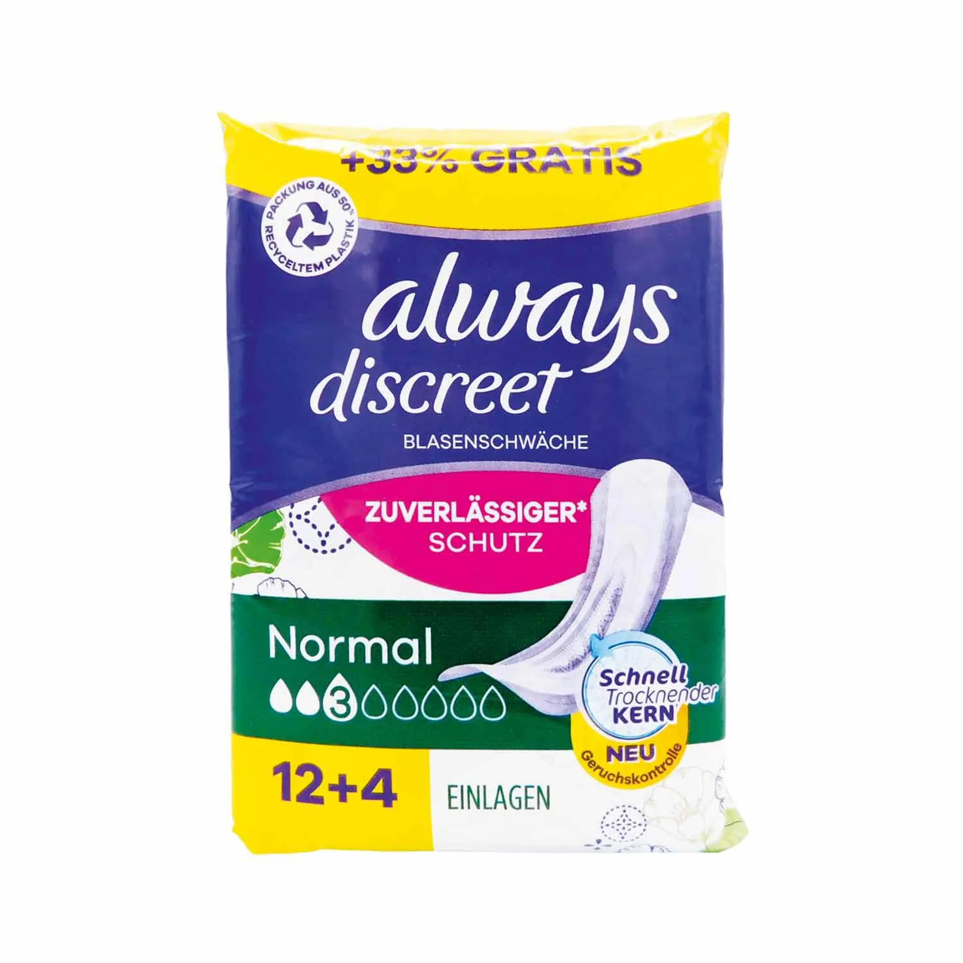 always discreet Inkontinenzeinlagen Normal 12 Stück + 4 Gratis