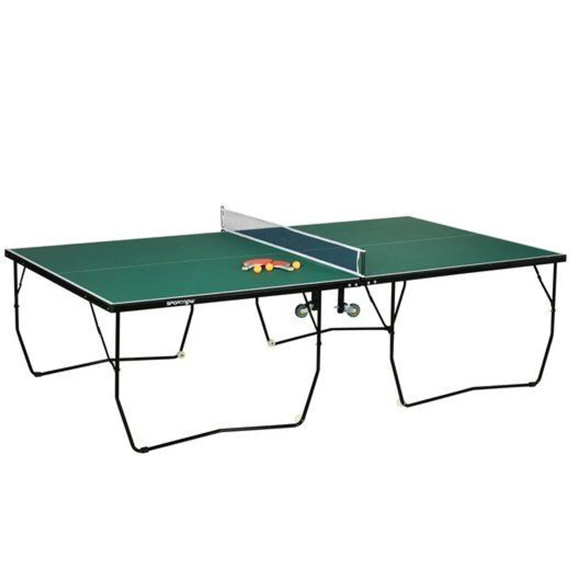 SPORTNOW Tischtennisplatte Tischtennistisch Klappbar, Stahl, Grün (Tischtennisspiel-Set, 1-tlg., mit einem Spielnetz, 2 Schlägern und 3 Bällen), 274L x 152.5B x 76H cm