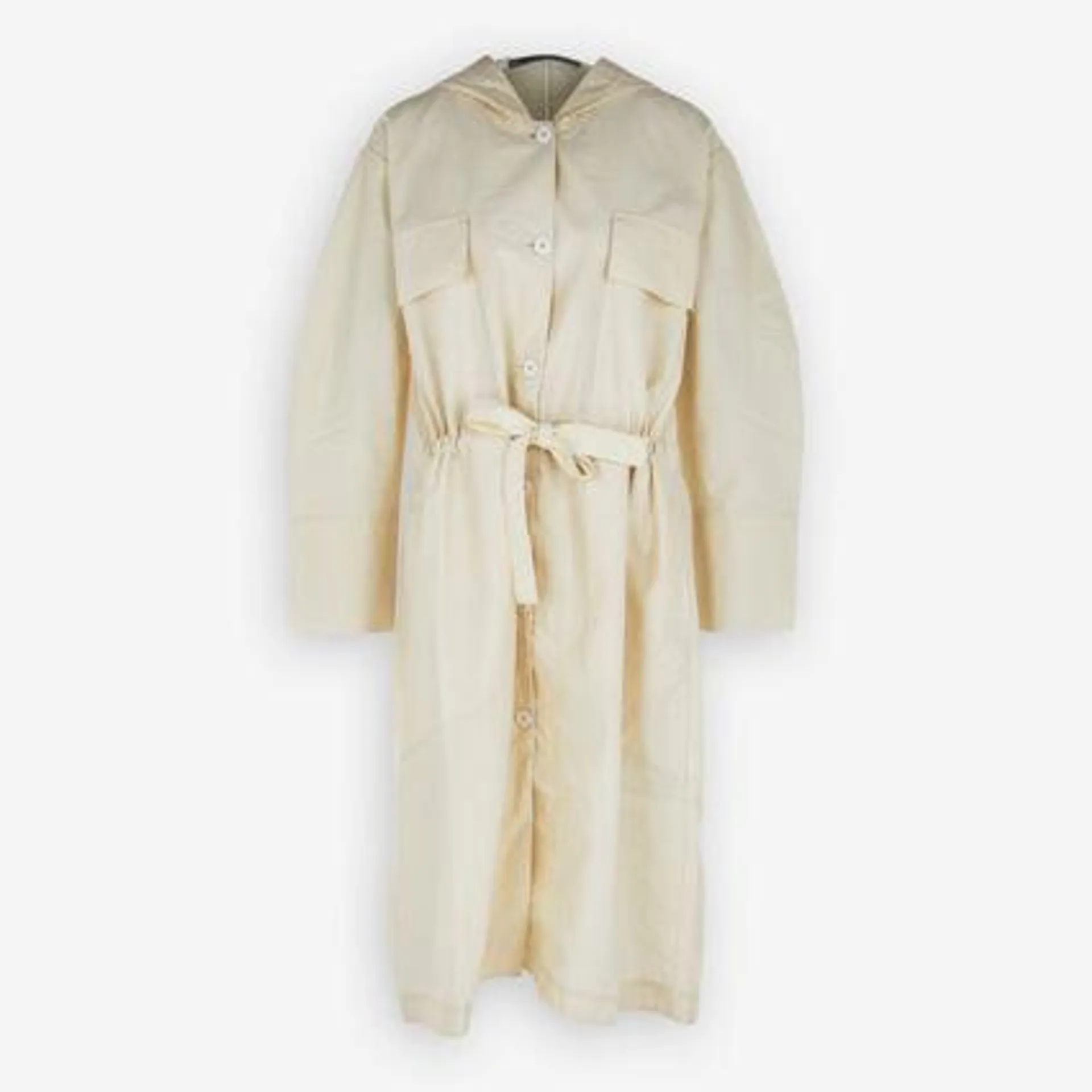 Cremefarbener Trenchcoat mit Kapuze