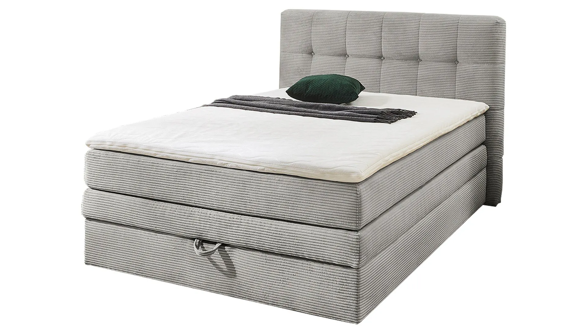 Boxspringbett 140 x 200 cm hellgrau Cordbezug - AMY