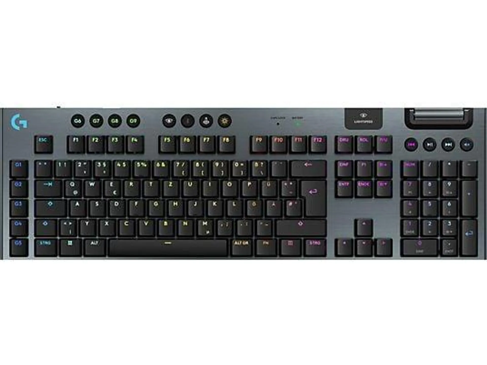 LOGITECH G915 X LIGHTSPEED Double-Shot-PBT-Tastenkappen, für PC/Mac, Gaming-Tastatur, kabellos, Schwarz