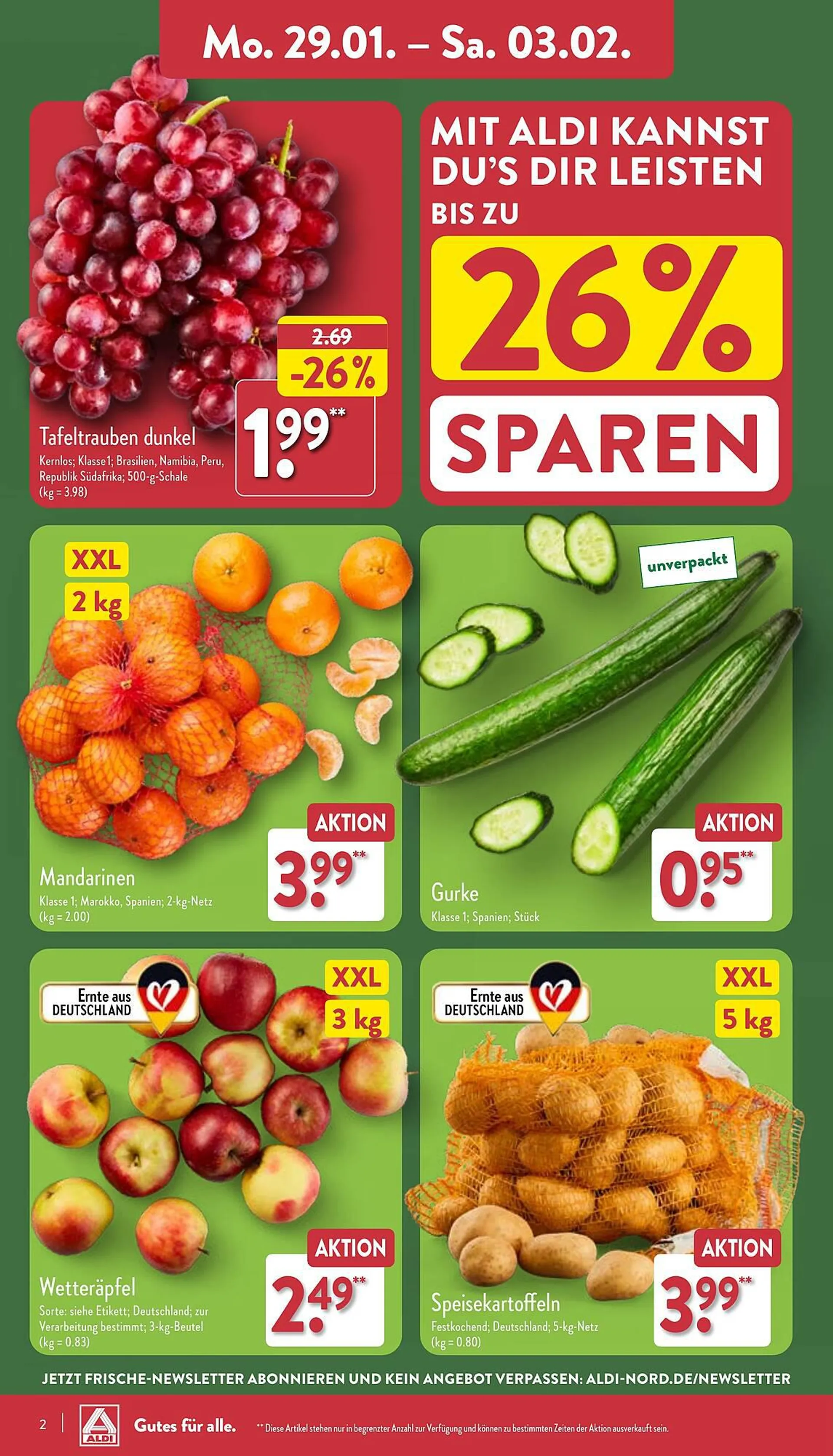 Aldi Nord Prospekt von 29. Januar bis 3. Februar 2024 - Prospekt seite 2