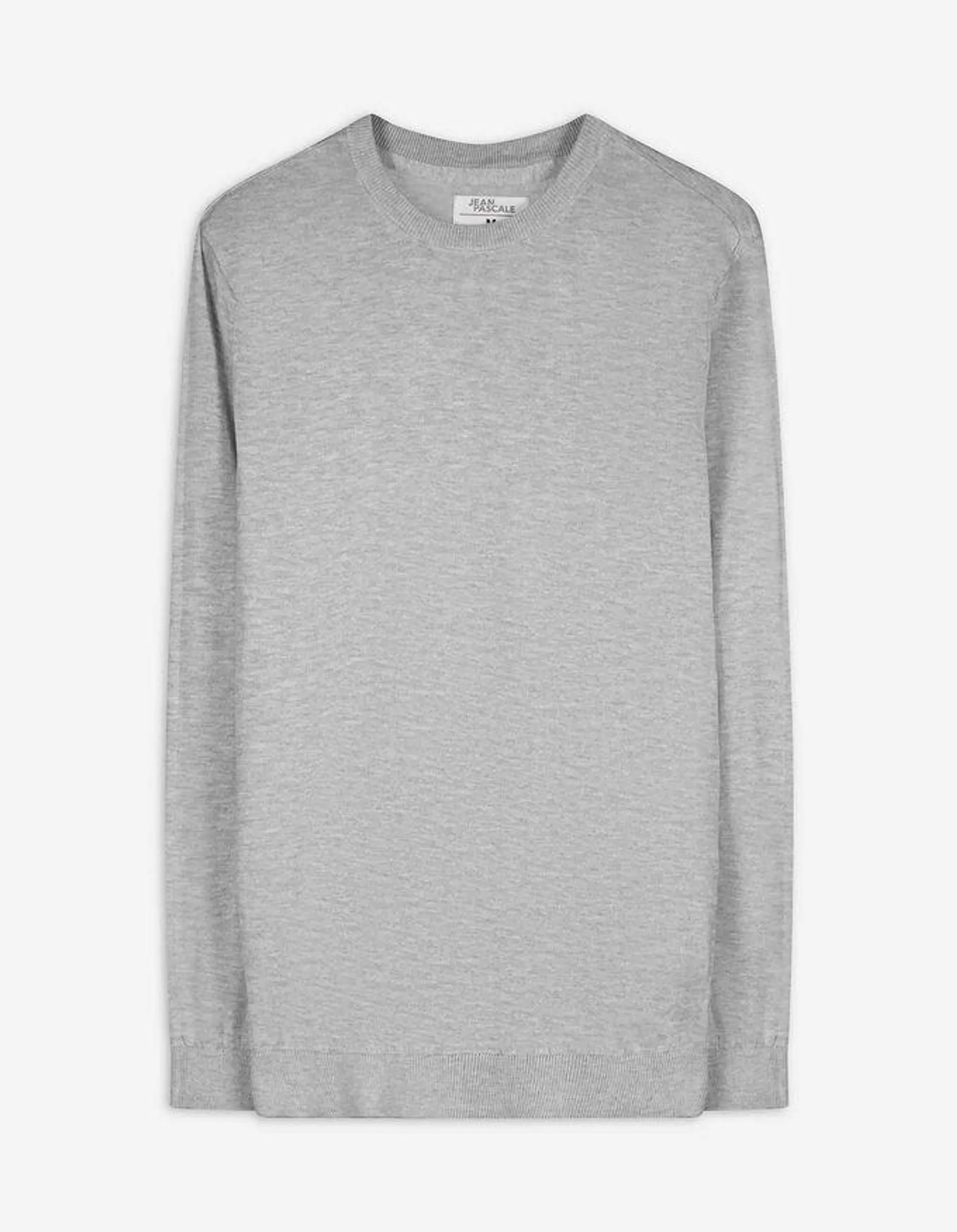 Maglione - Scollo rotondo - grigio chiaro