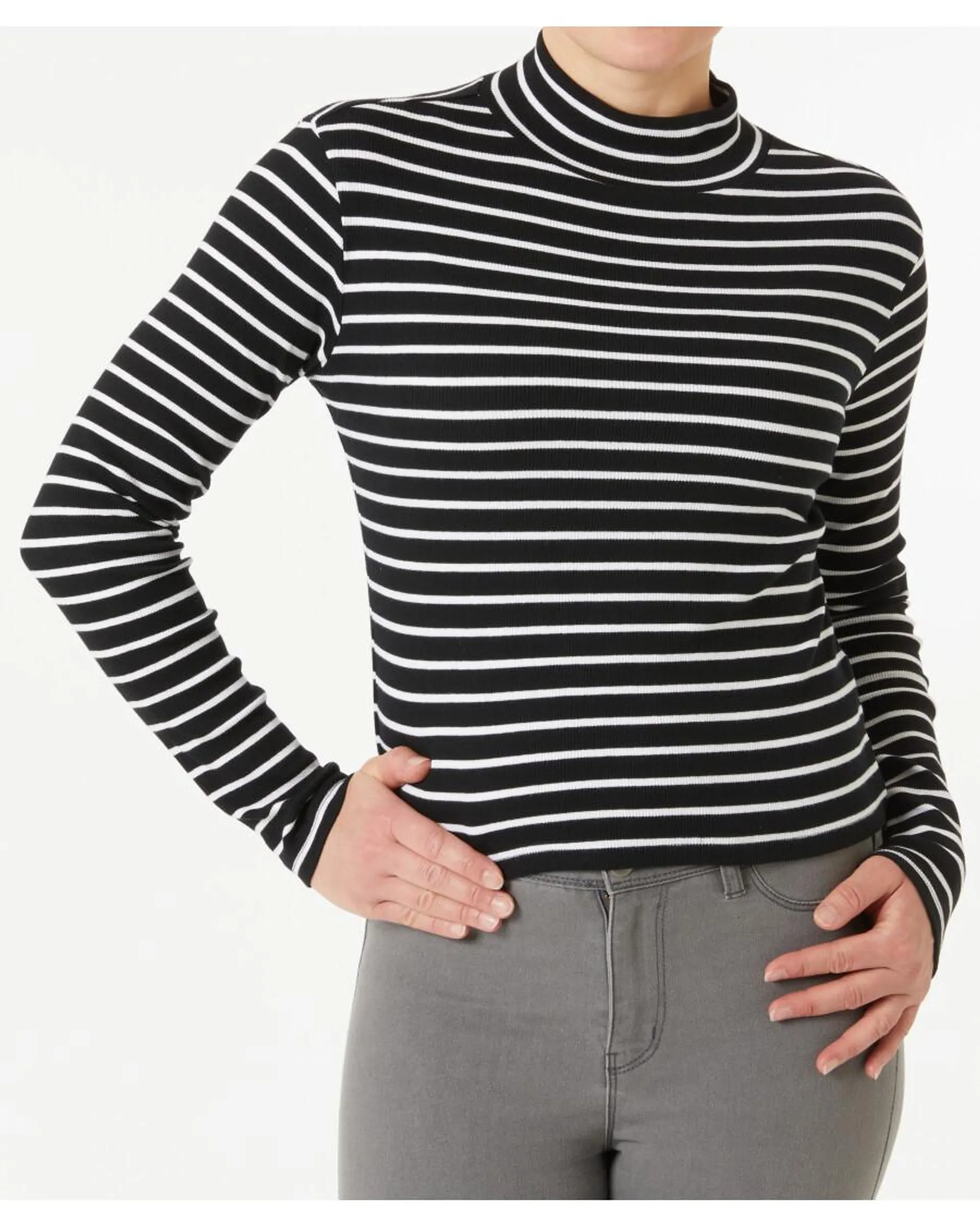 Langarmshirt mit Stretch Janina, Stehkragen