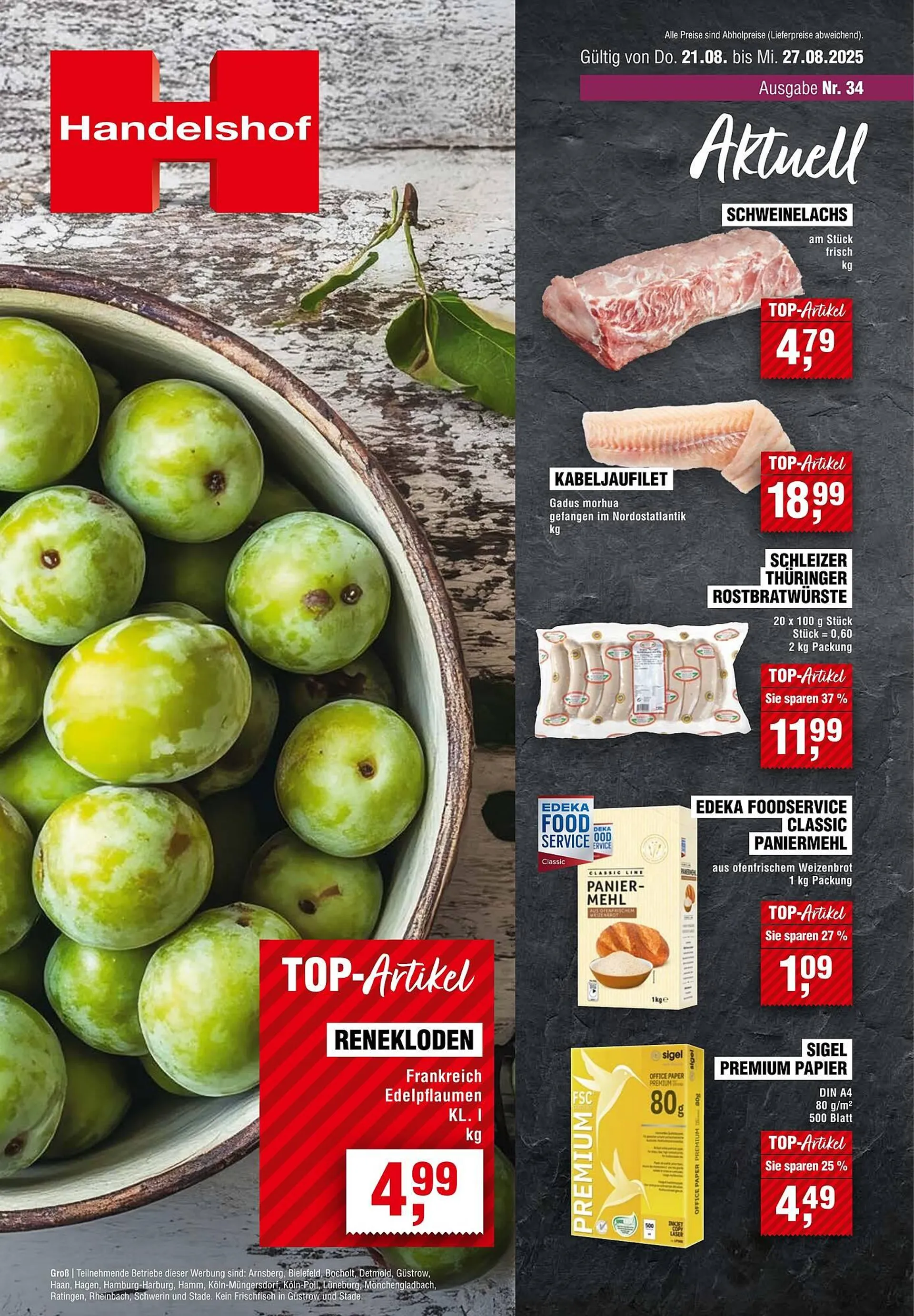Handelshof Prospekt von 21. August bis 27. August 2025 - Prospekt seite 1