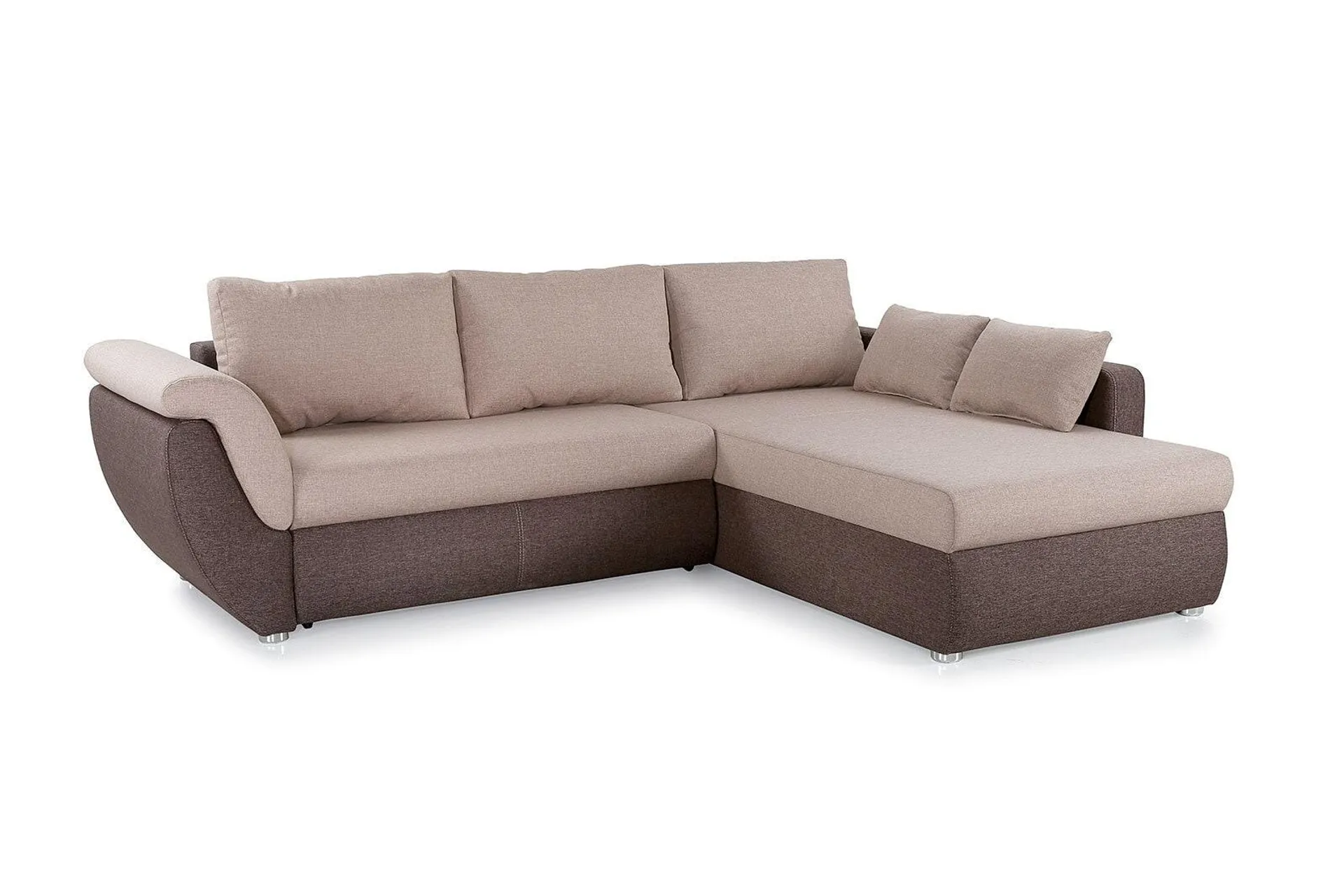 Ecksofa Torgau Strukturstoff Beige/Dunkelbraun