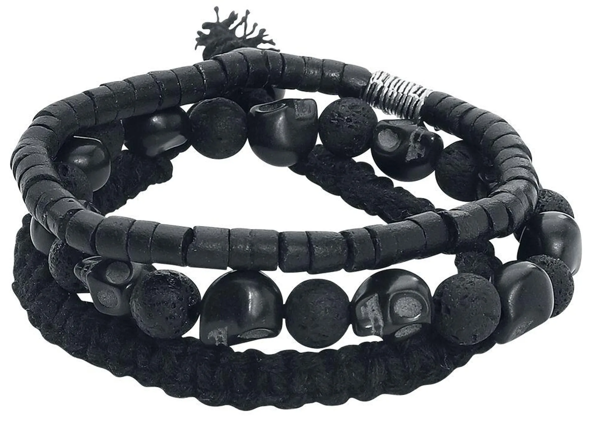 "Skull Bracelet" Armband-Set schwarz von Rock Rebel by EMP