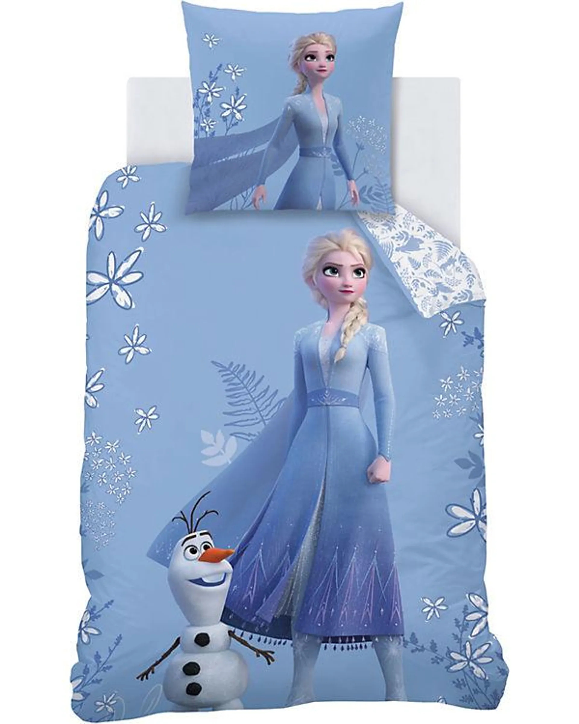 CTI Wende-Kinderbettwäsche Disney Home Frozen 2 Magical Seasons, Flanell, 135 x 200 + 80 x 80 cm