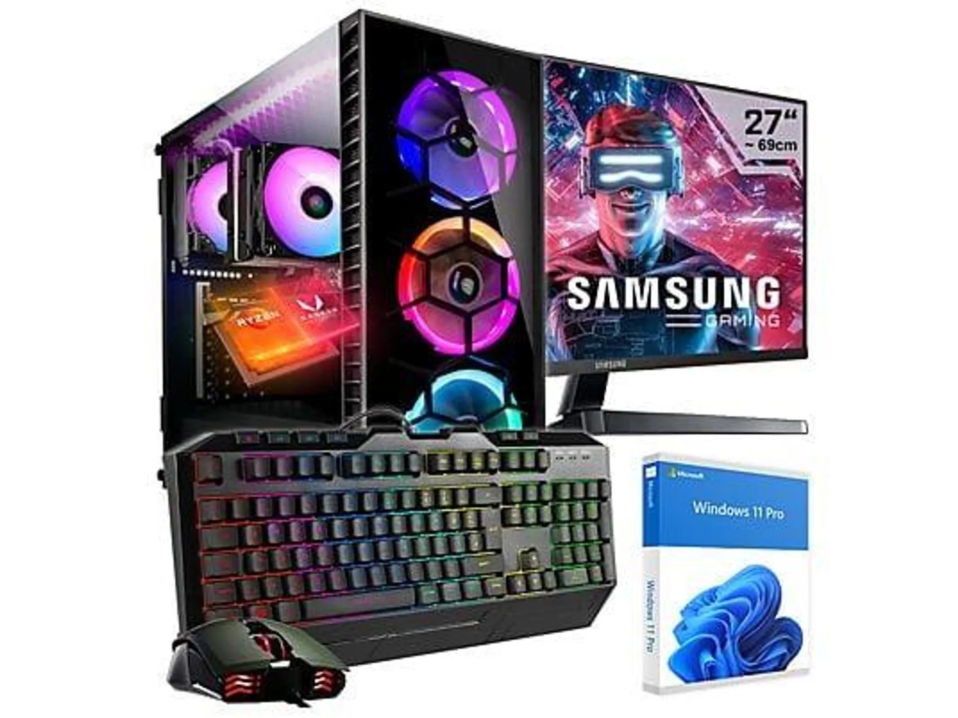 KRAFTPC Komplett-Set, Gaming PC mit AMD Ryzen™ 7 5700G Prozessor, 32 GB RAM, 1000 GB SSD, AMD Radeon™ RX Vega, Windows 11 Pro (64 Bit)