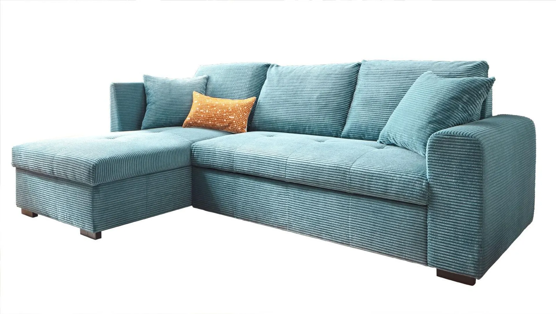 Ecksofa Lukas 239x90x158 cm Cord Bezug lagoon