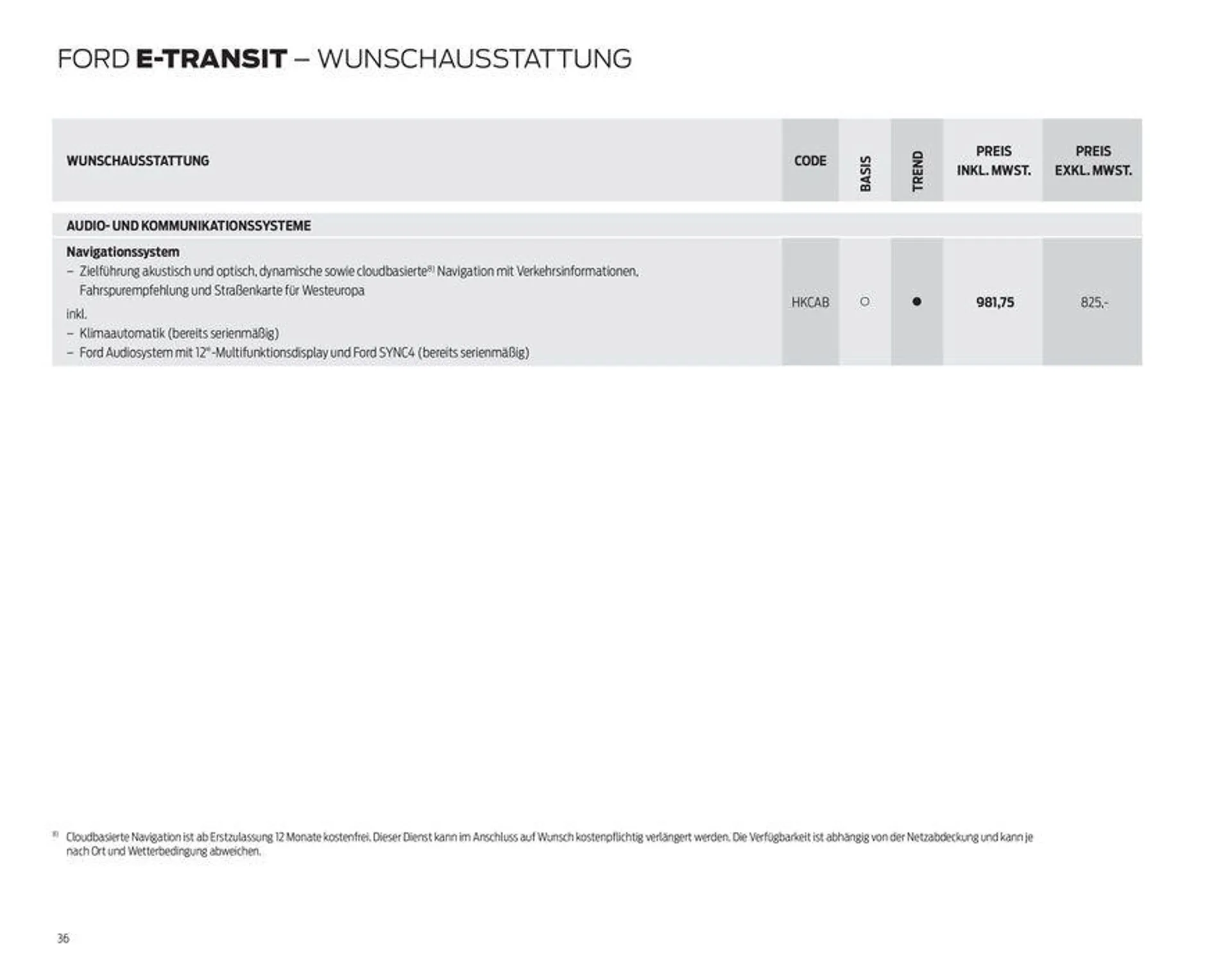 FORD TRANSIT von 7. September bis 7. September 2024 - Prospekt seite 36