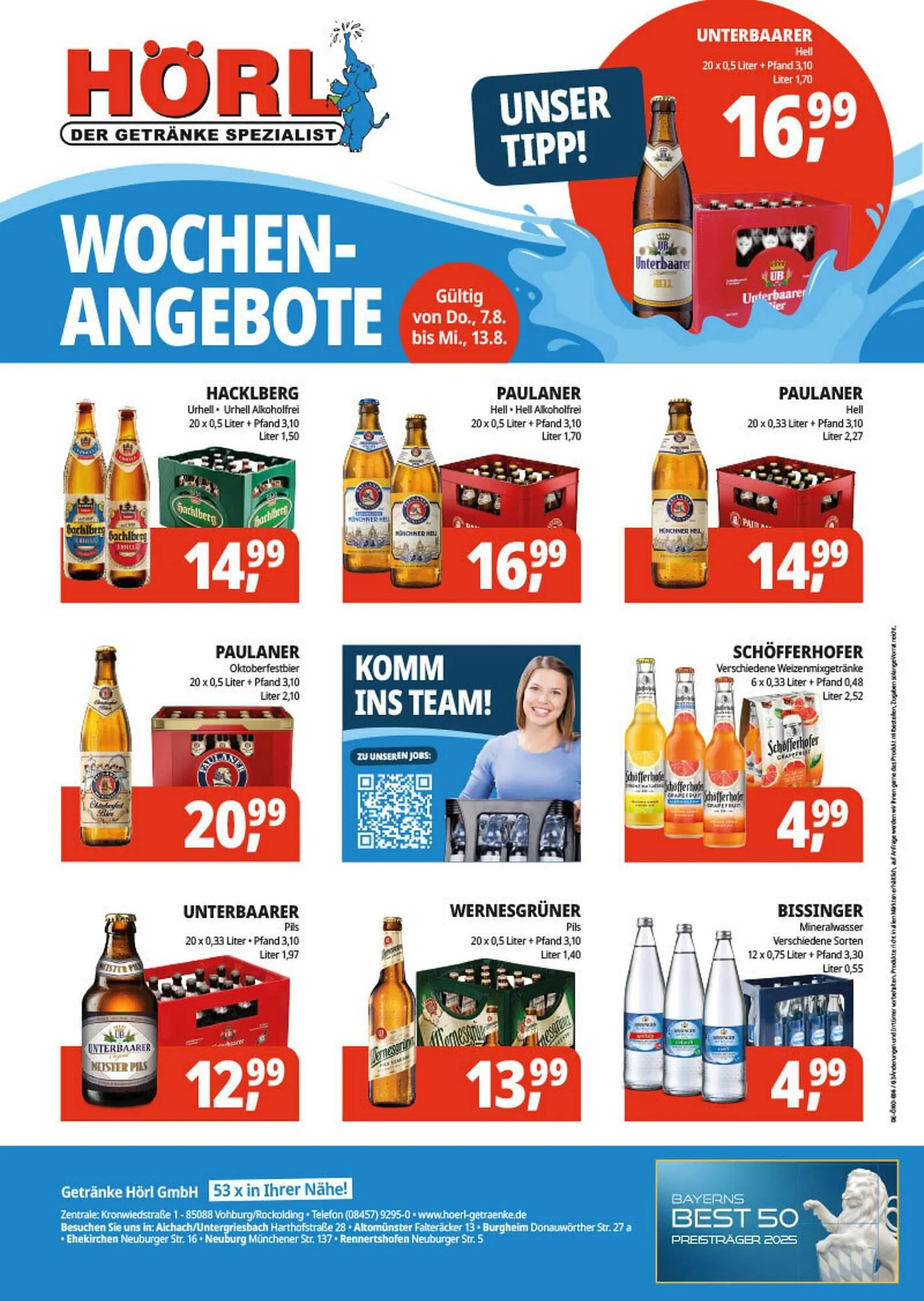 Hörl Getränke Prospekt von 7. August bis 13. August 2025 - Prospekt seite 1
