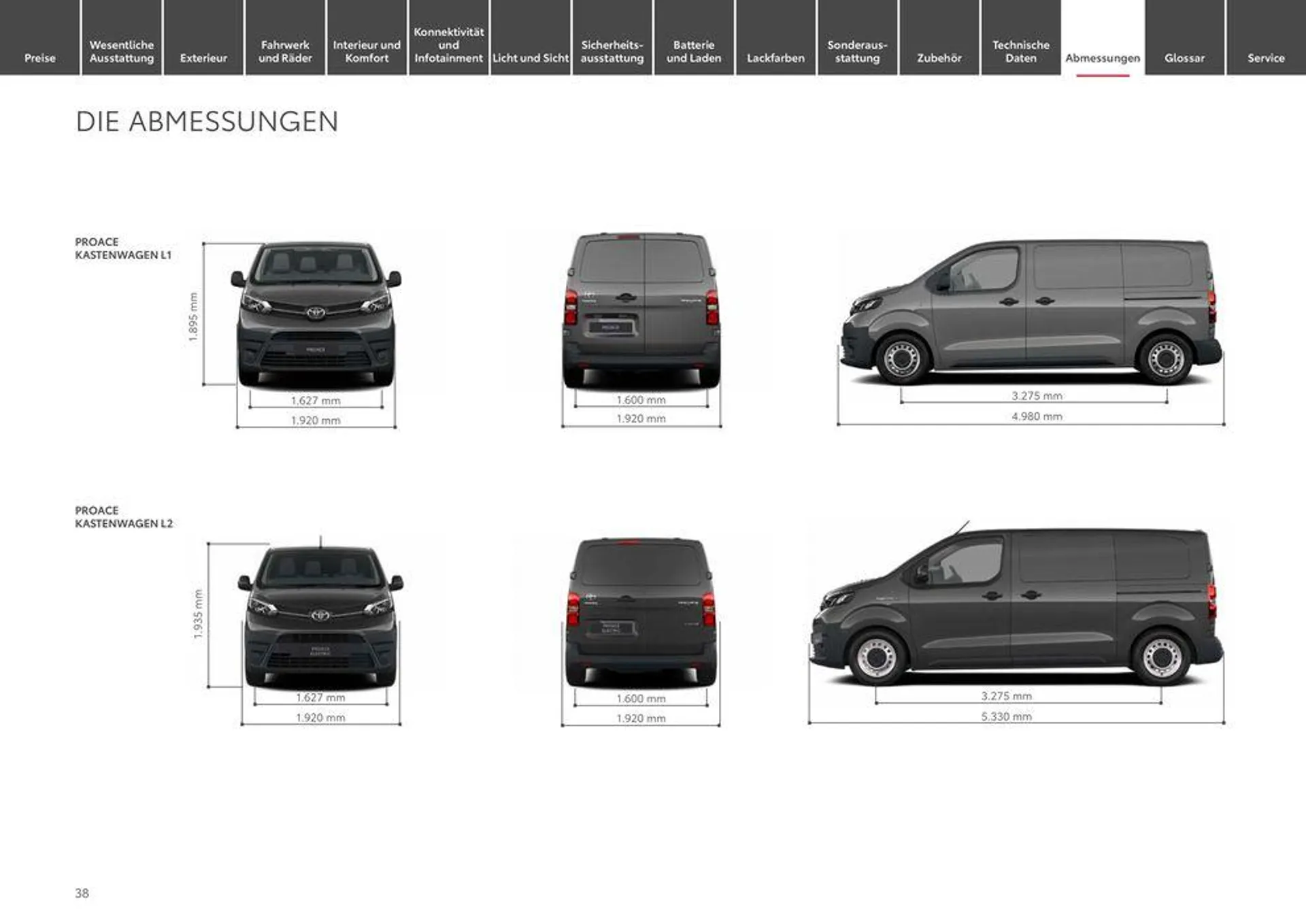 Toyota Proace/Proace Electric von 1. Mai bis 1. Mai 2025 - Prospekt seite 38