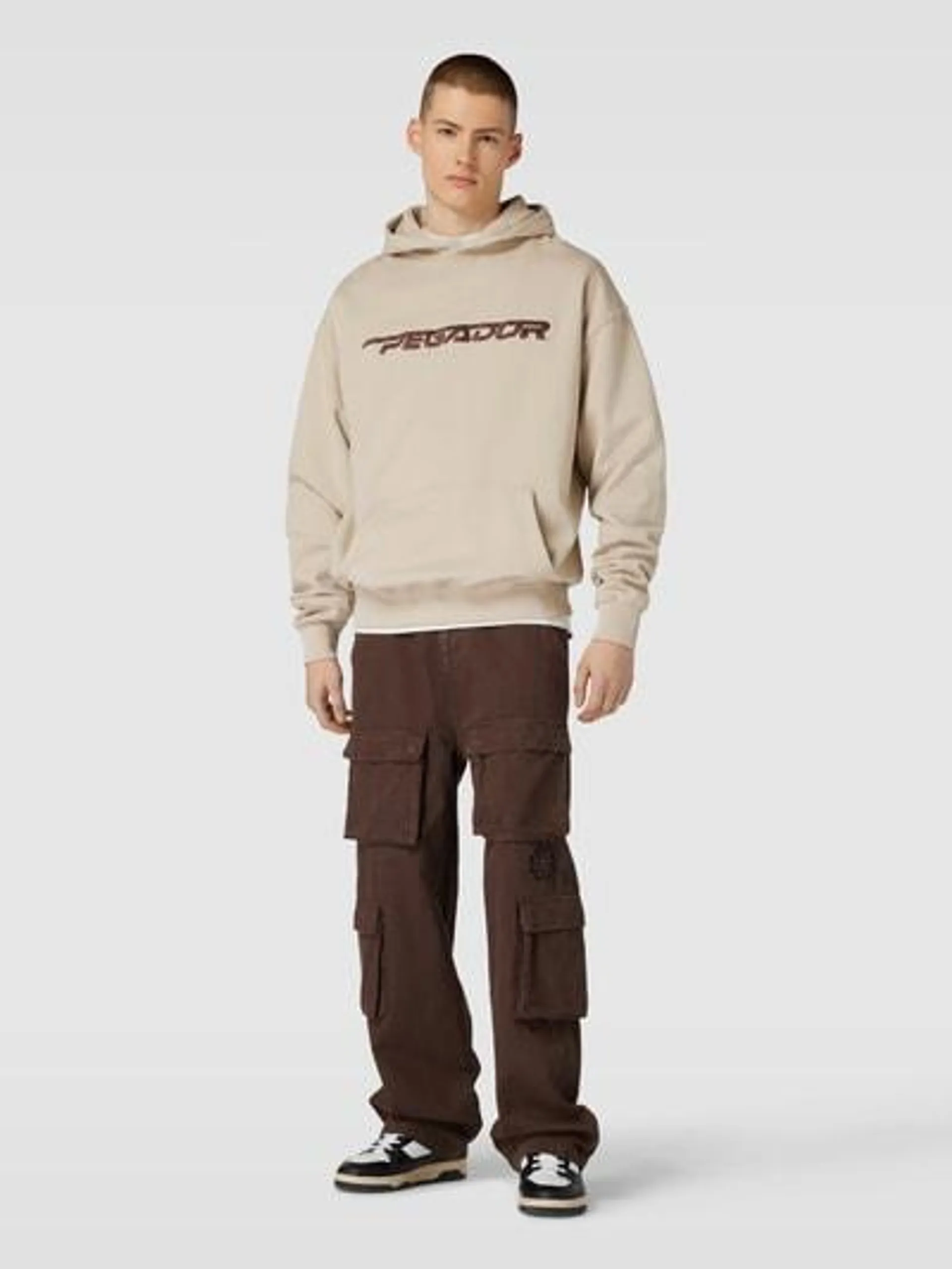 Oversized Hoodie mit Label-Stitching in offwhite