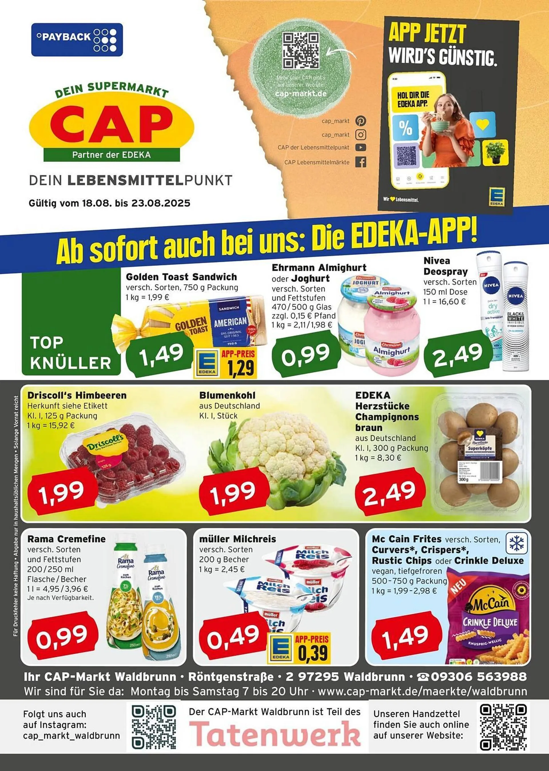 CAP Markt Prospekt von 18. August bis 23. August 2025 - Prospekt seite 1