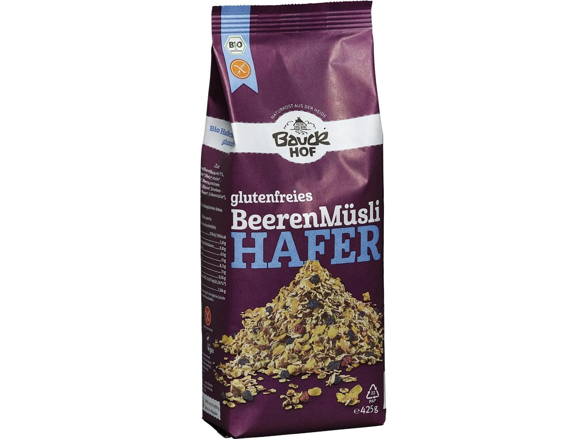 Bauckhof Hafer Müsli mit Beeren Glutenfrei 425g