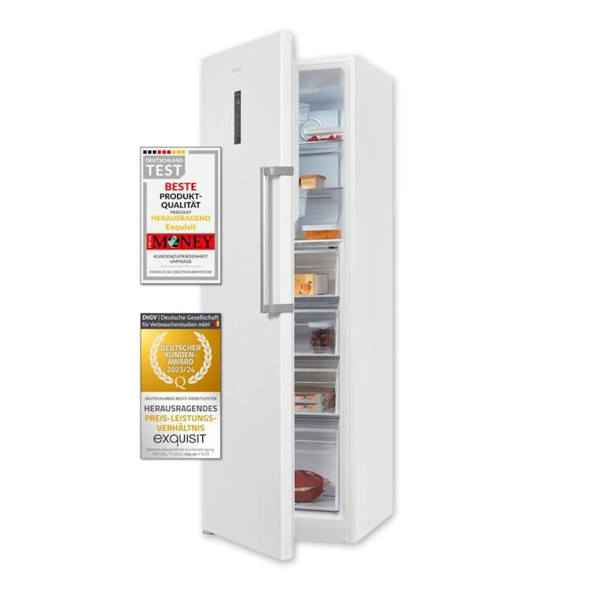 Exquisit Gefrierschrank GS295-NF-H-040D weiss | 274 l Nutzinhalt | NoFrost | Schnellgefrieren | Alarm-Funktion