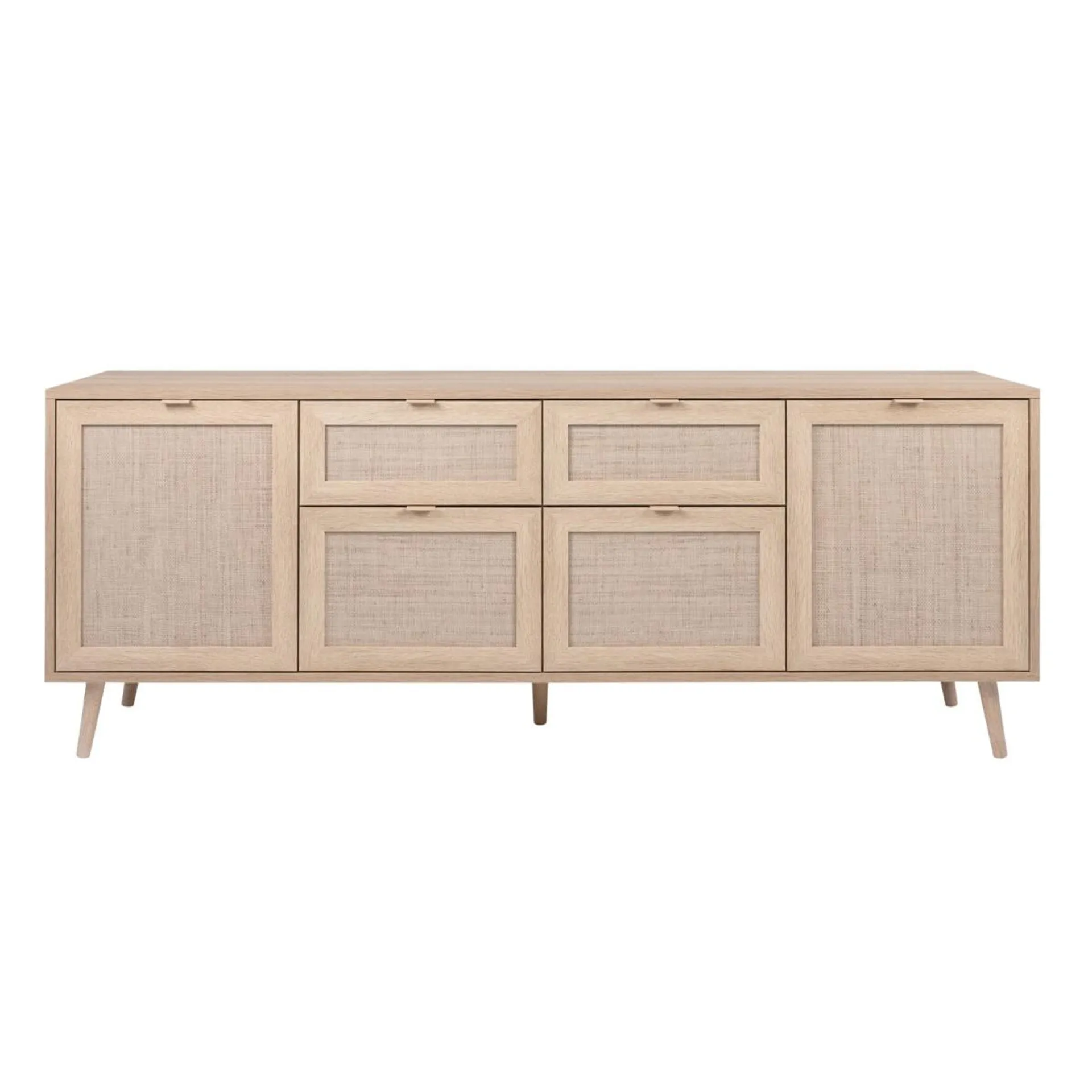 Sideboard BALI 180 x 71 cm Sonoma Eiche/ Rafia Geflecht